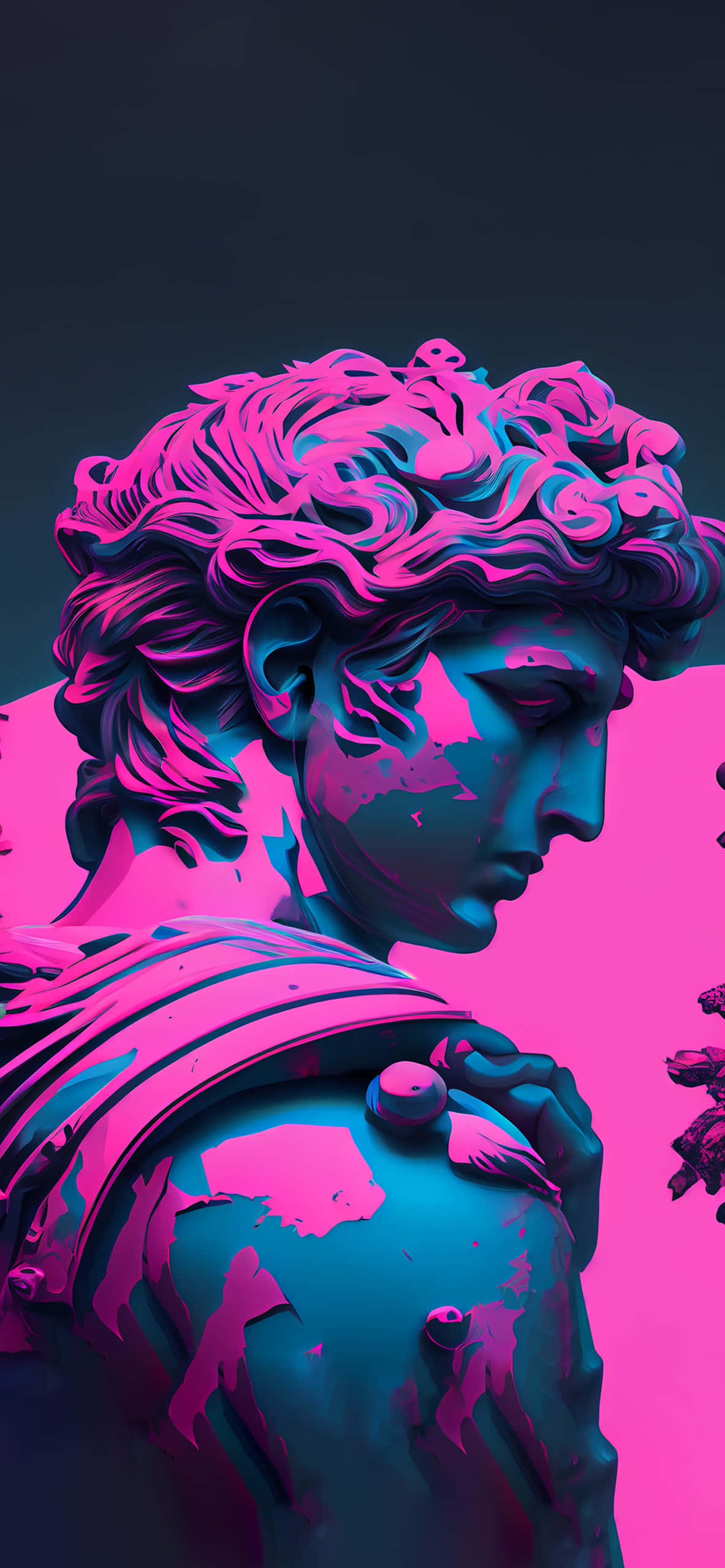 ภาพพื้นหลังศิลปะเวกเตอร์ Vaporwave ประติมากรรม Michelangelo วอลเปเปอร์