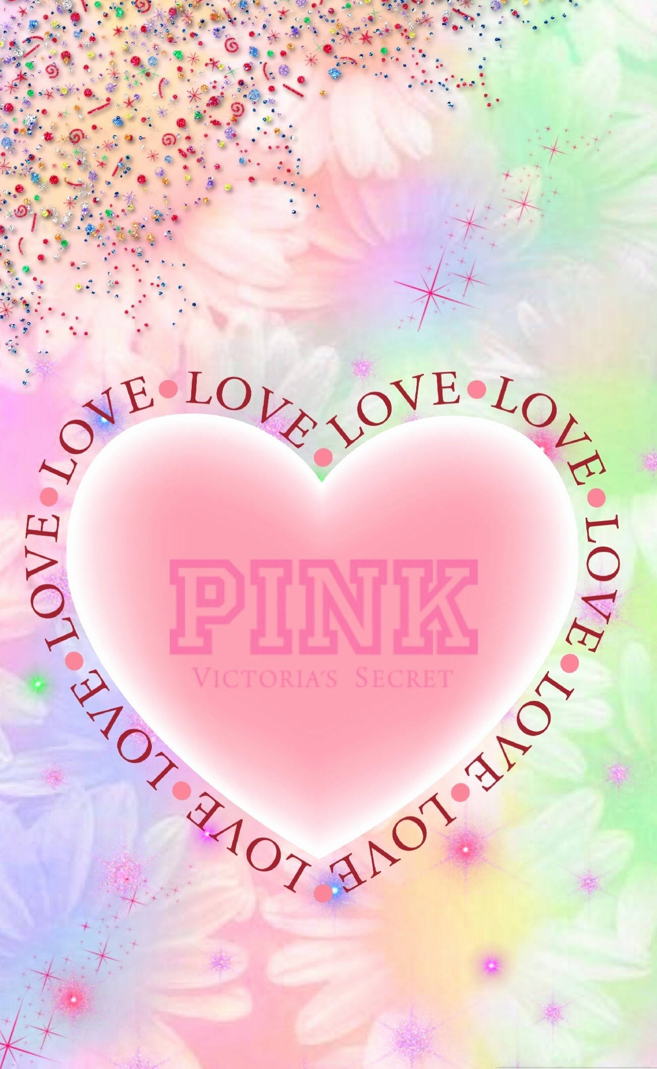ลายดอกไม้สีชมพูรูปหัวใจ Victoria's Secret วอลเปเปอร์