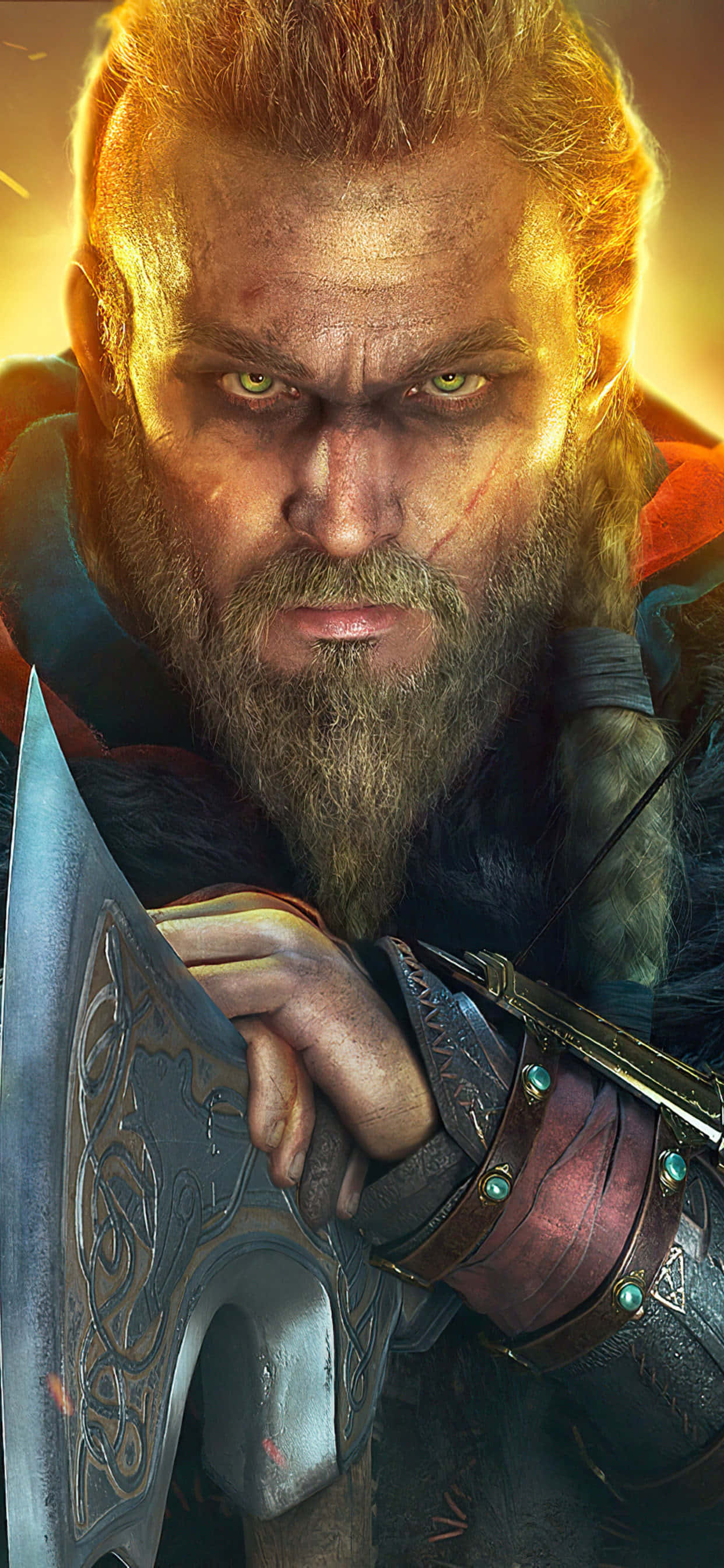 Vikings Eivor Varinsdottir iPhone Xs Max พื้นหลัง Assassin's Creed Valhalla วอลเปเปอร์