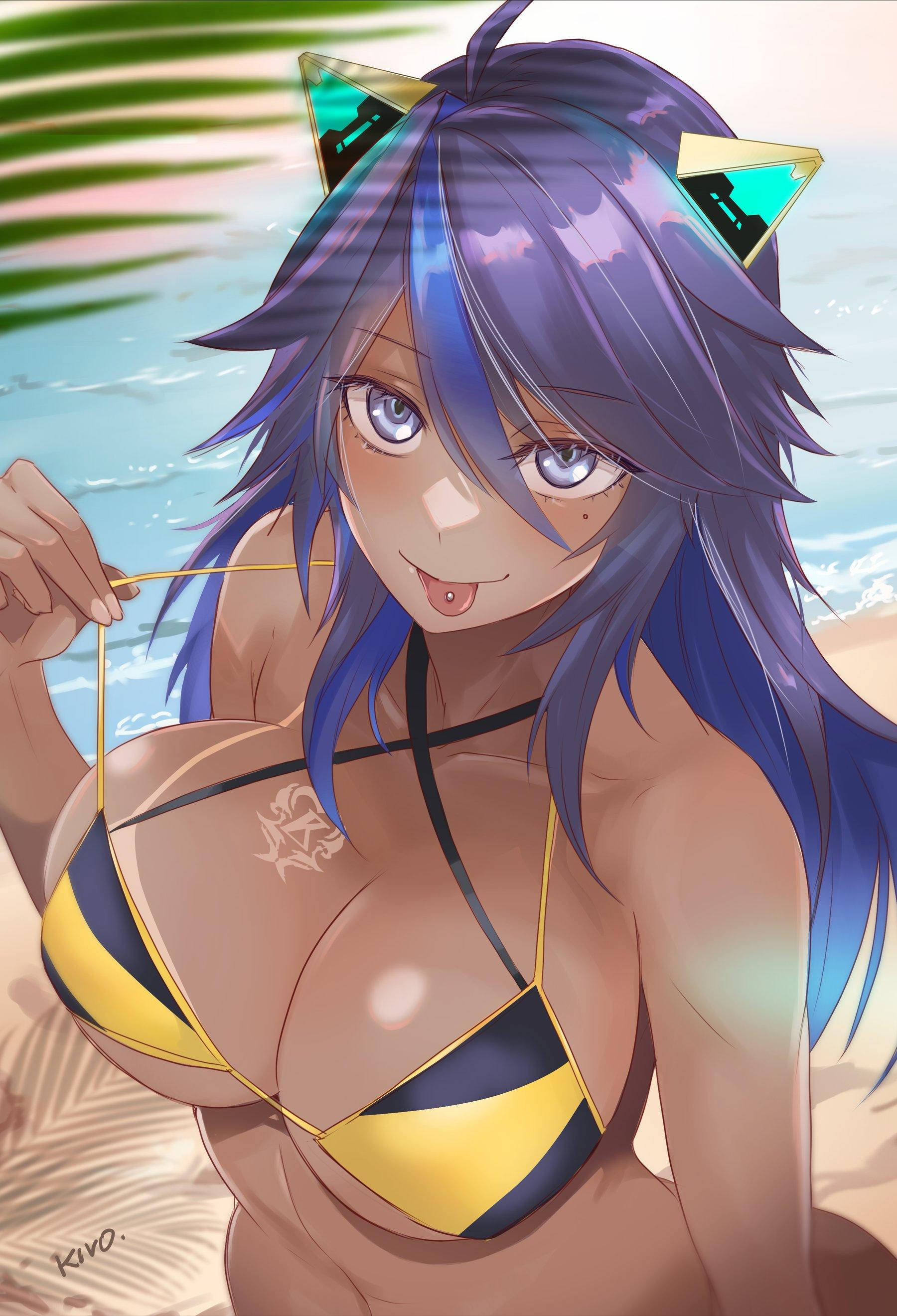 สาว VTuber ผิวสีแทนในชุดบิกินี วอลเปเปอร์