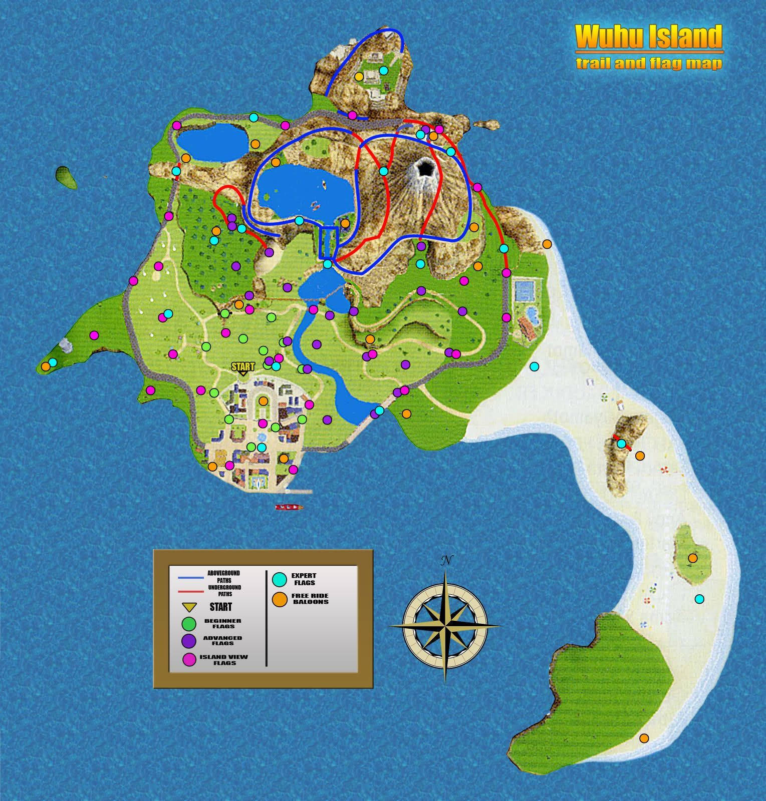 แผนที่เกาะวูฮูในเกม Wii Sports Resort วอลเปเปอร์