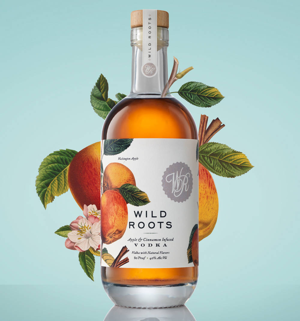 Wild Roots วอดก้าสกัดราสเบอร์รี่ พื้นหลังสีน้ำเงิน วอลเปเปอร์