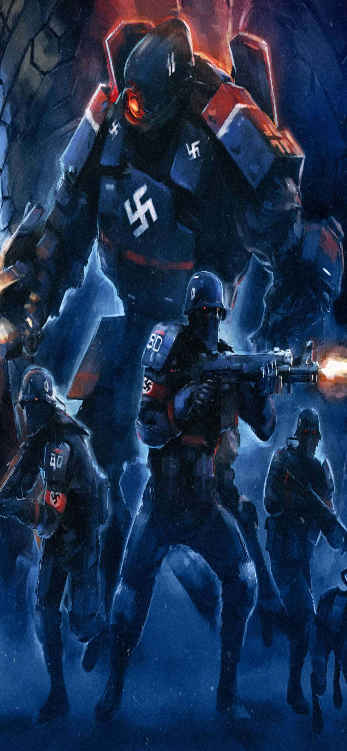 ภาพพื้นหลังทหารนาซี Wolfenstein II สำหรับ iPhone Xs วอลเปเปอร์