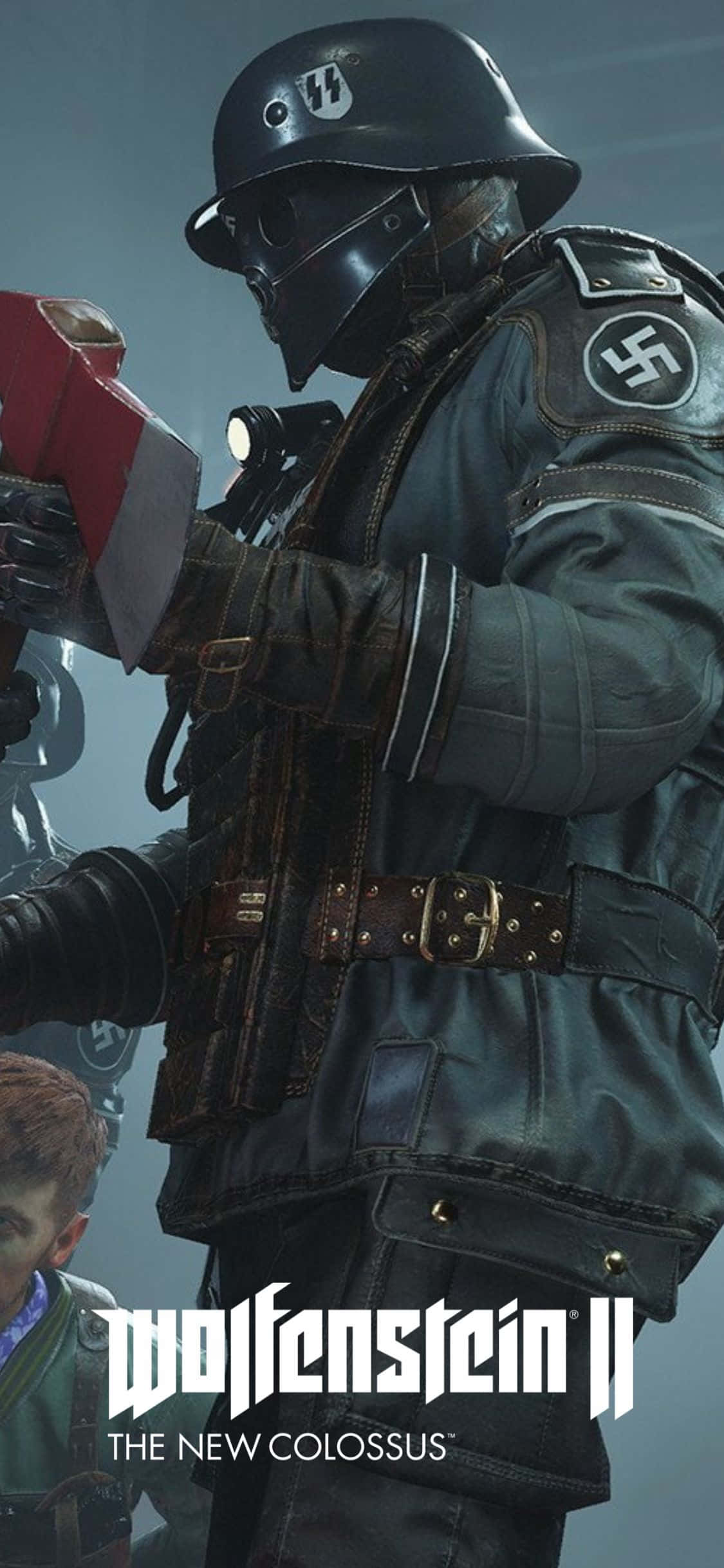 พื้นหลังโปสเตอร์ฉากตัวประกัน Wolfenstein II สำหรับ iPhone Xs วอลเปเปอร์