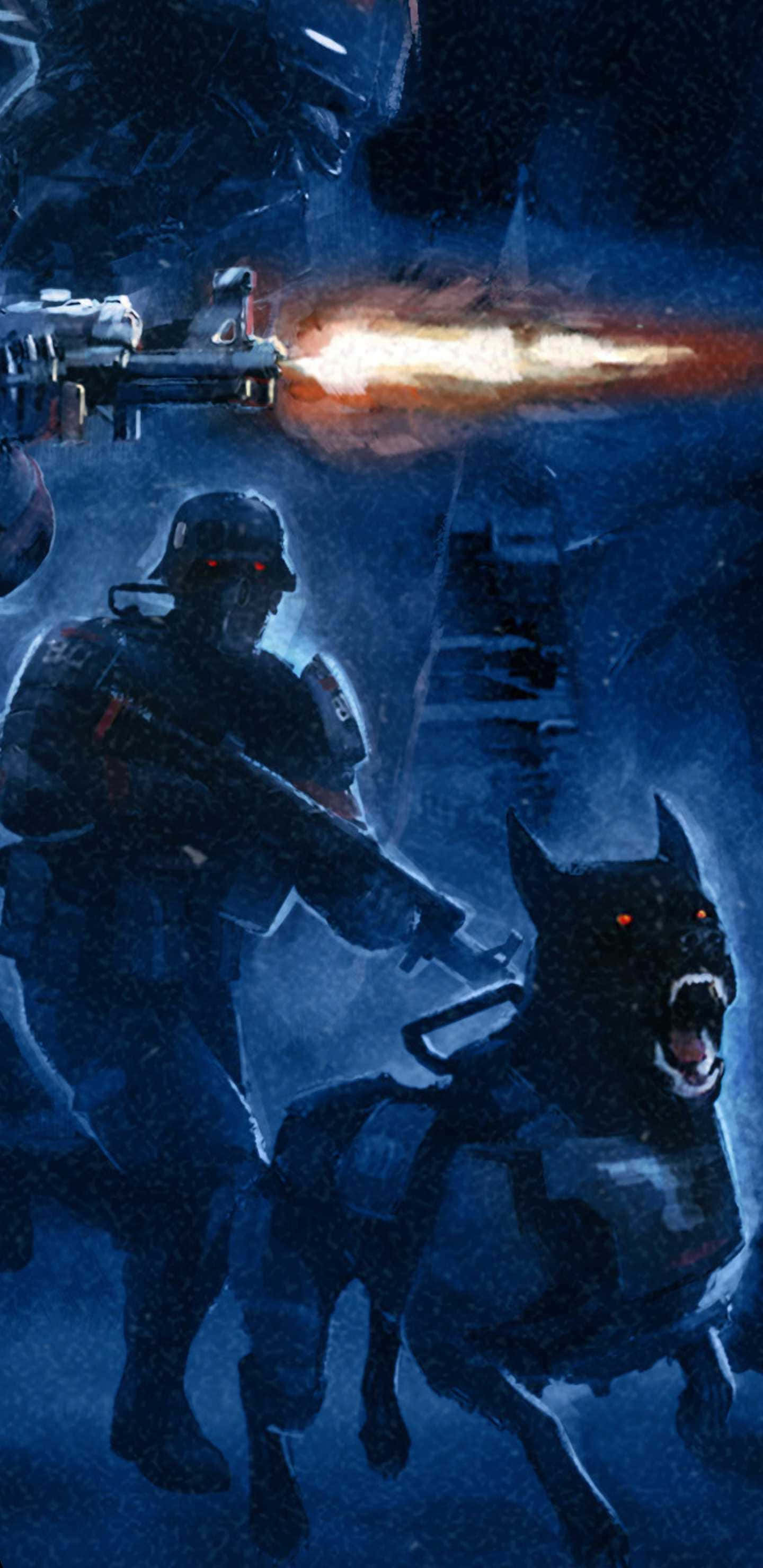 พื้นหลัง Wolfenstein II สุดเข้มข้นสำหรับ Pixel 3XL วอลเปเปอร์