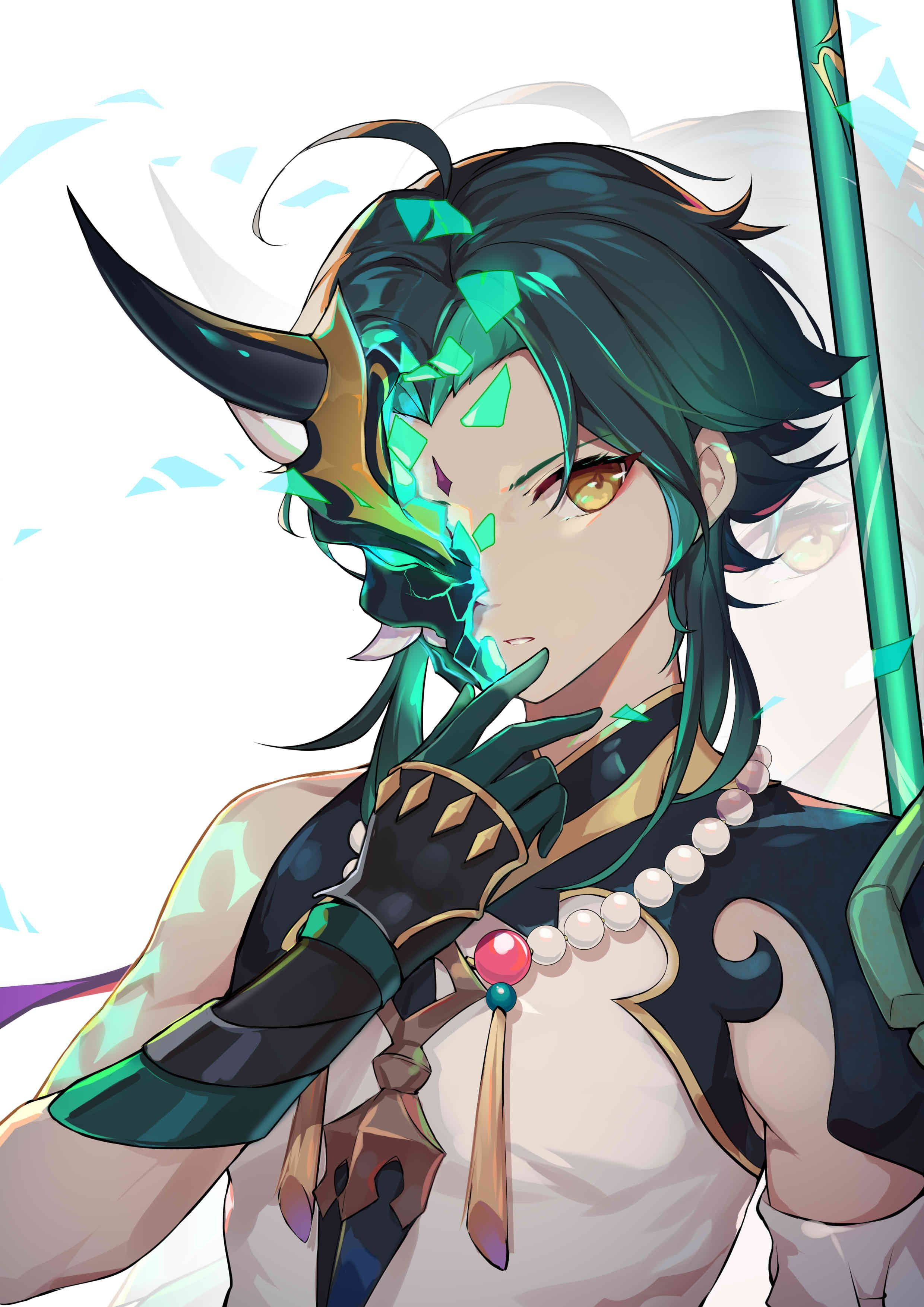 Xiao Genshin Impact ภาพแฟนอาร์ตอย่างเป็นทางการ วอลเปเปอร์