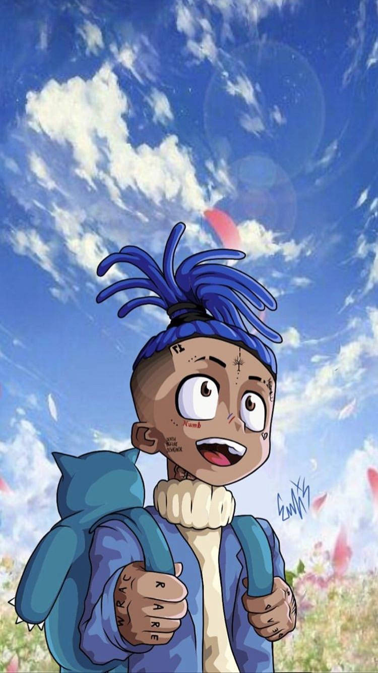 Xxxtentacion อนิเมะใส่เสื้อคลุมสีฟ้า วอลเปเปอร์