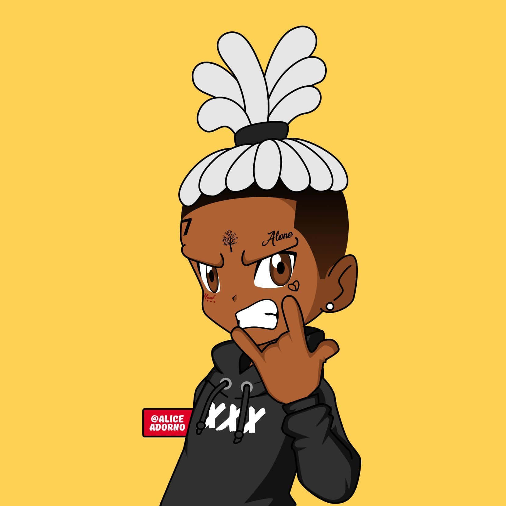 XXXTentacion การ์ตูนแร็ปเปอร์ทำสัญลักษณ์ร็อคออน วอลเปเปอร์