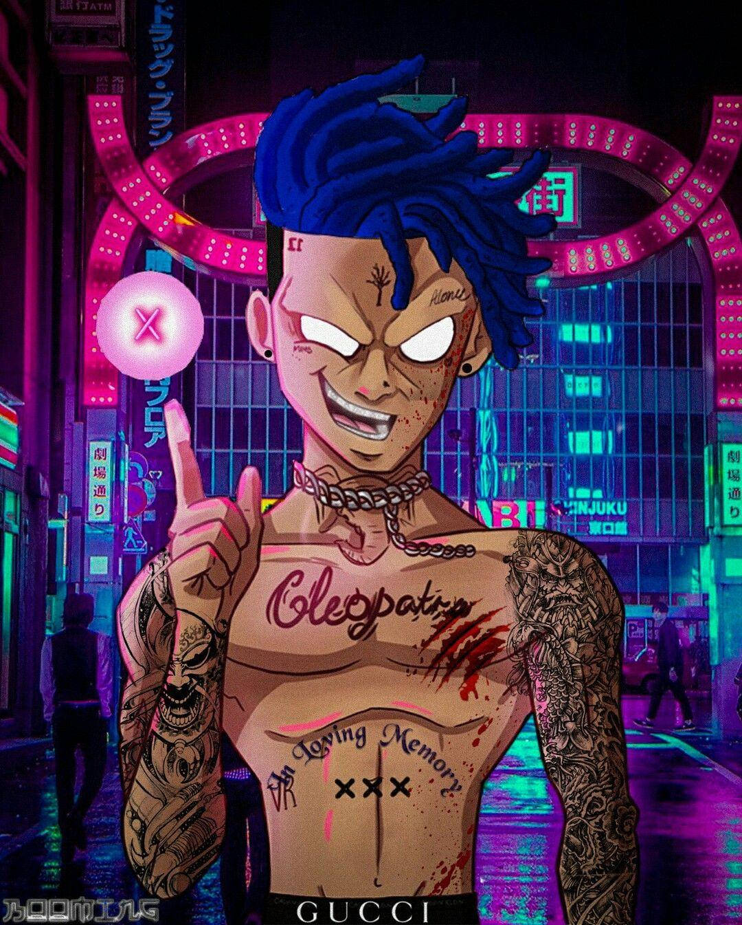 Xxxtentacion อนิเมะ นักร้องแร็ปผมสีฟ้า วอลเปเปอร์