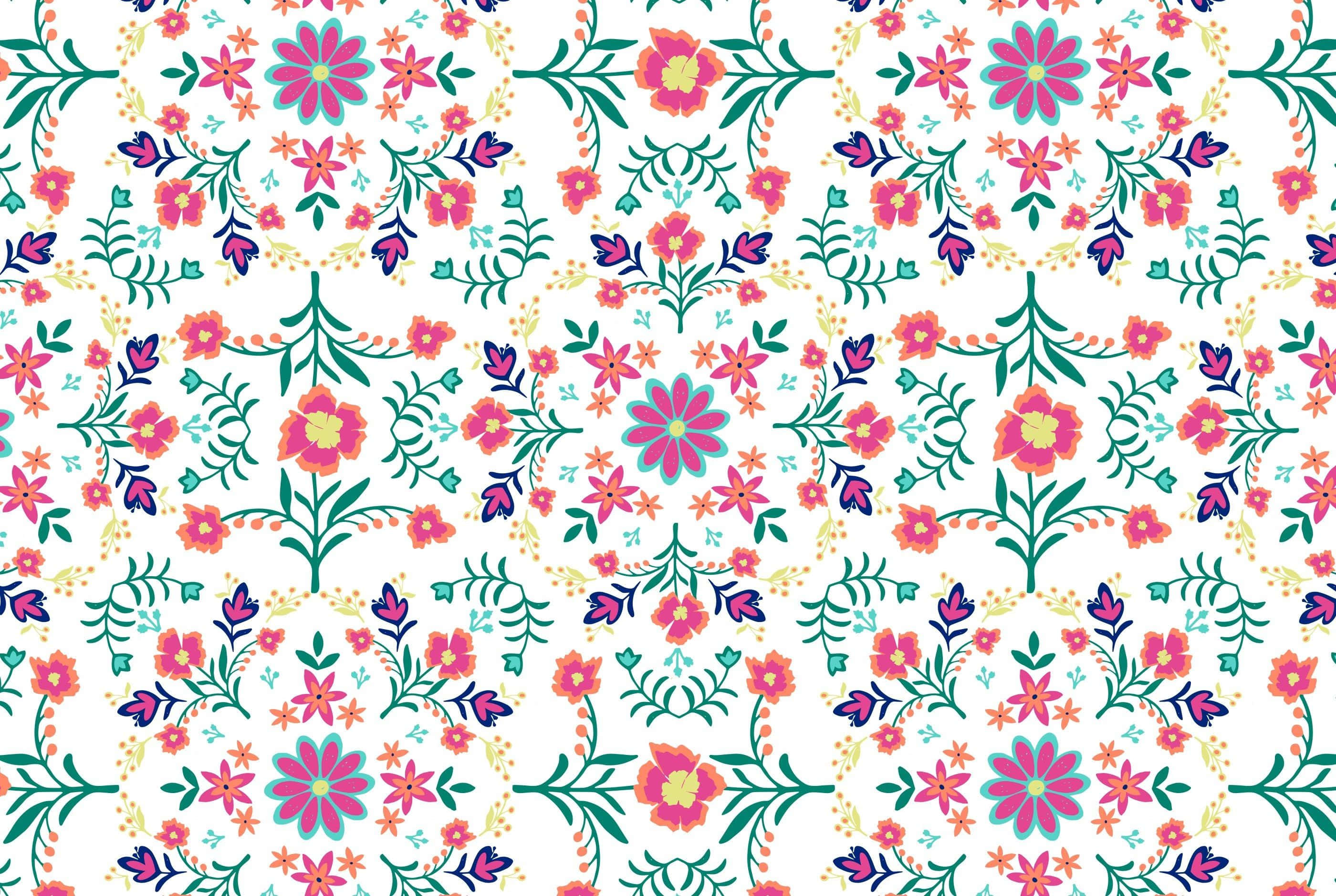 ลวดลายดอกไม้สวยงามสyle Boho Mac วอลเปเปอร์