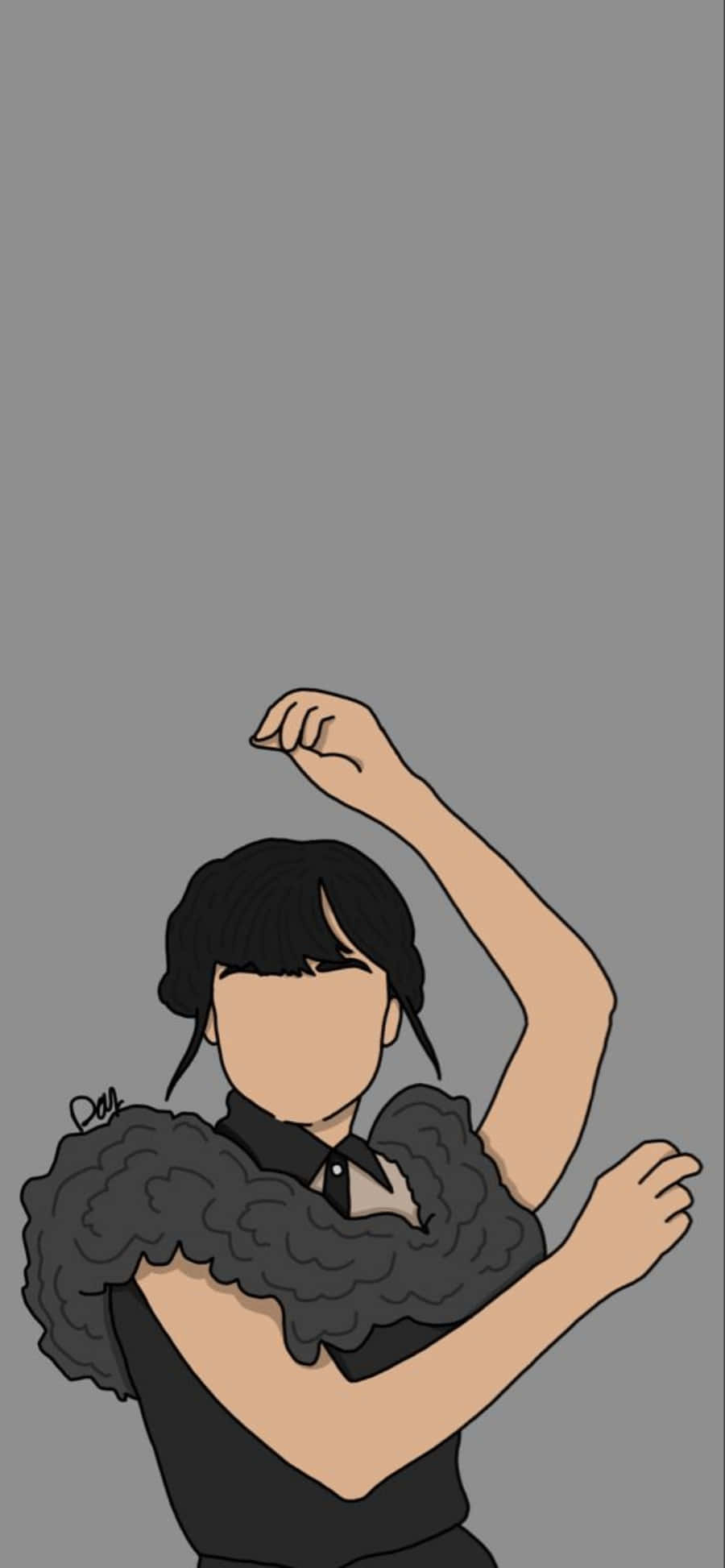 รูปโปรไฟล์น่ารักสyle minimalist ของ Wednesday Addams วอลเปเปอร์