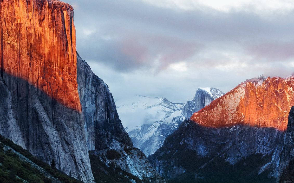 ภูเขา Yosemite อันสง่างามจากมุมมองของ MacBook Pro วอลเปเปอร์