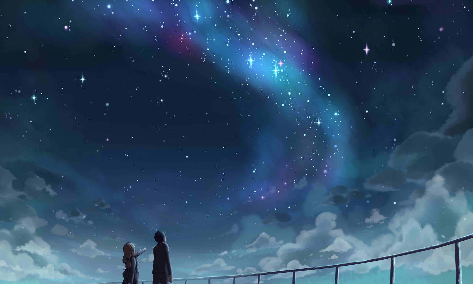 ท้องฟ้ายามค่ำคืนจากอนิเมะ Your Lie in April วอลเปเปอร์