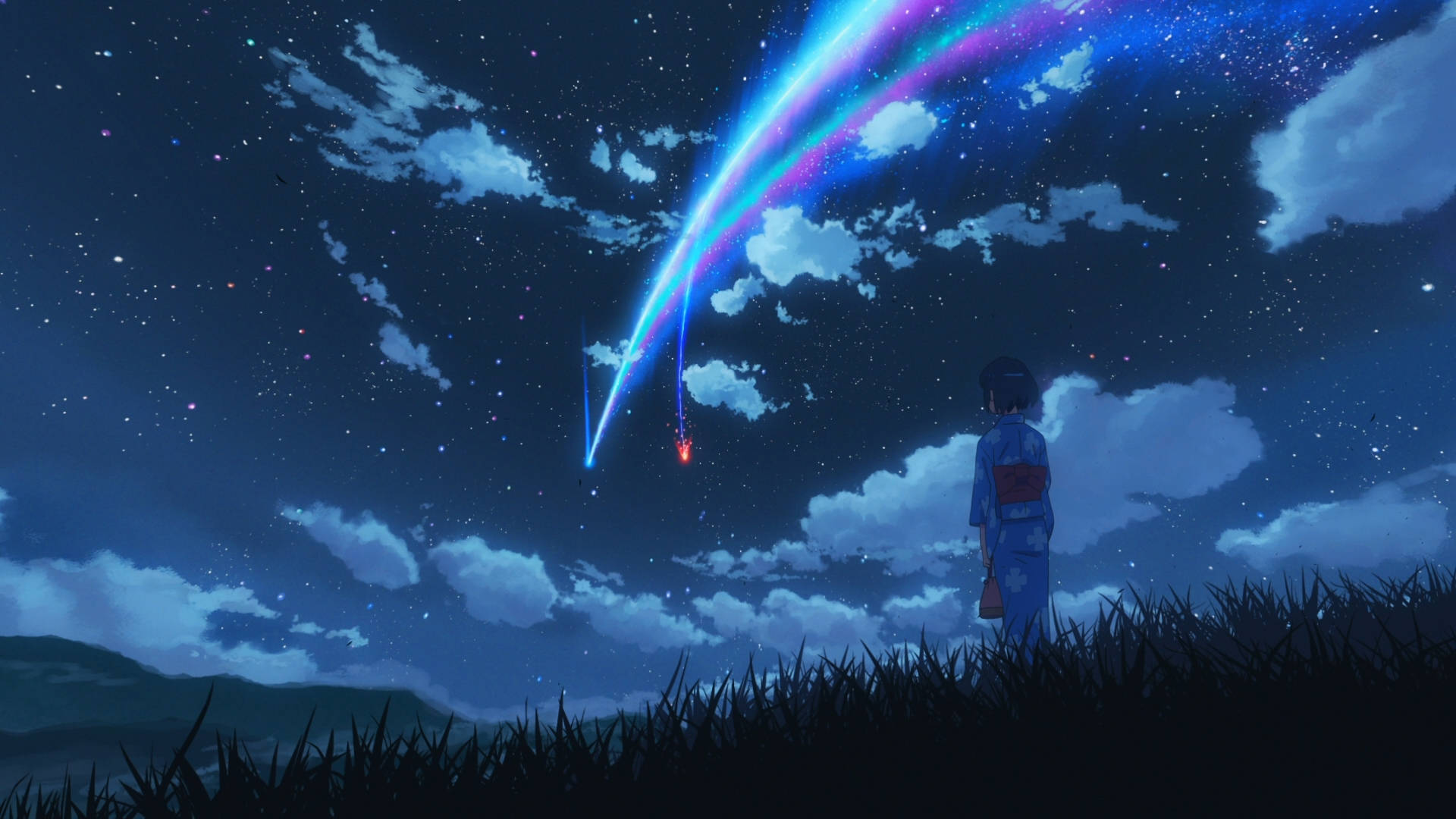 มิทสึฮะและดาวหาง อนิเมะ Your Name ปี 2016 วอลเปเปอร์