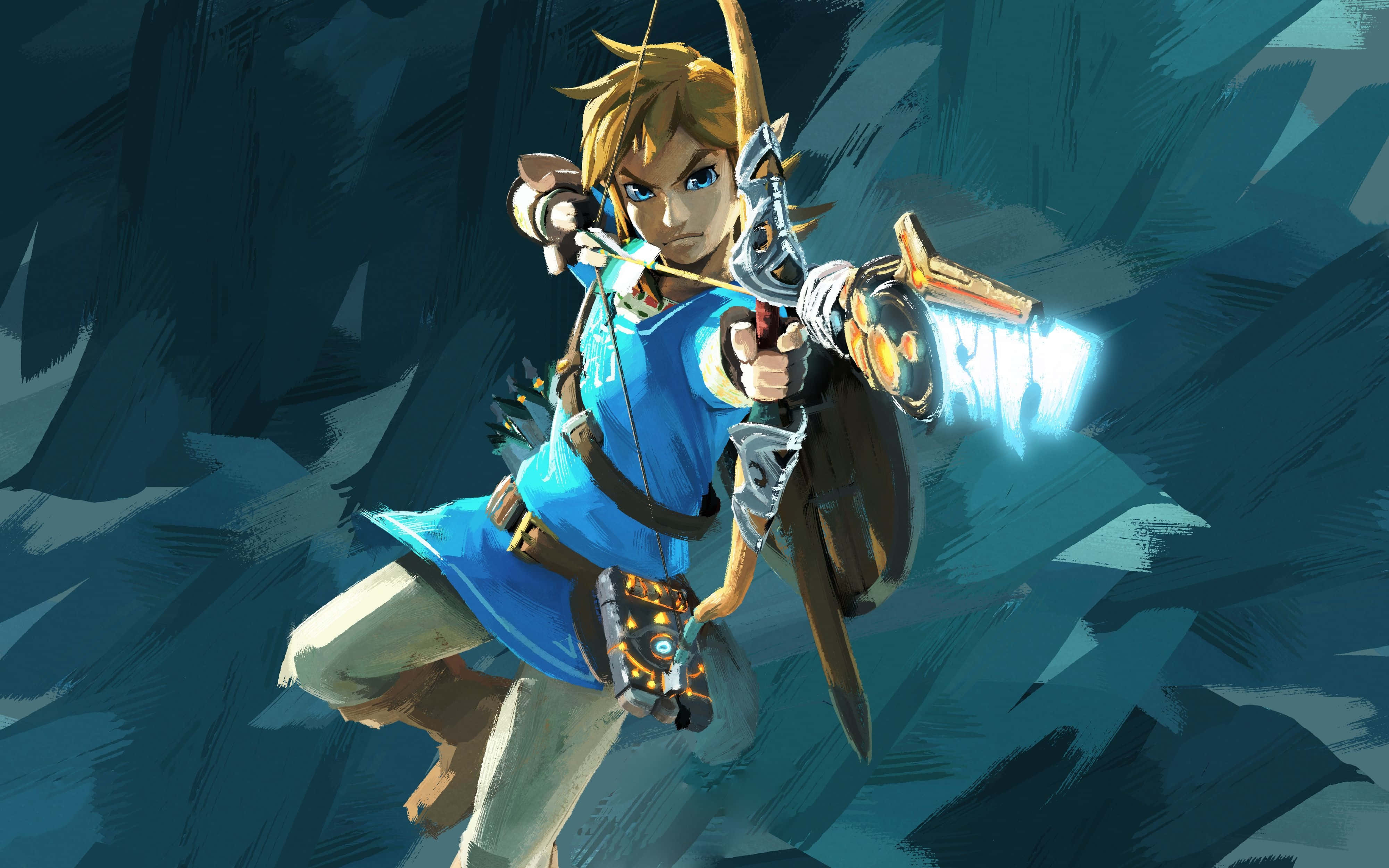 Zelda Breath Of The Wild 4K Link กำลังเล็งลูกศรที่ประดิษฐ์ขึ้น วอลเปเปอร์