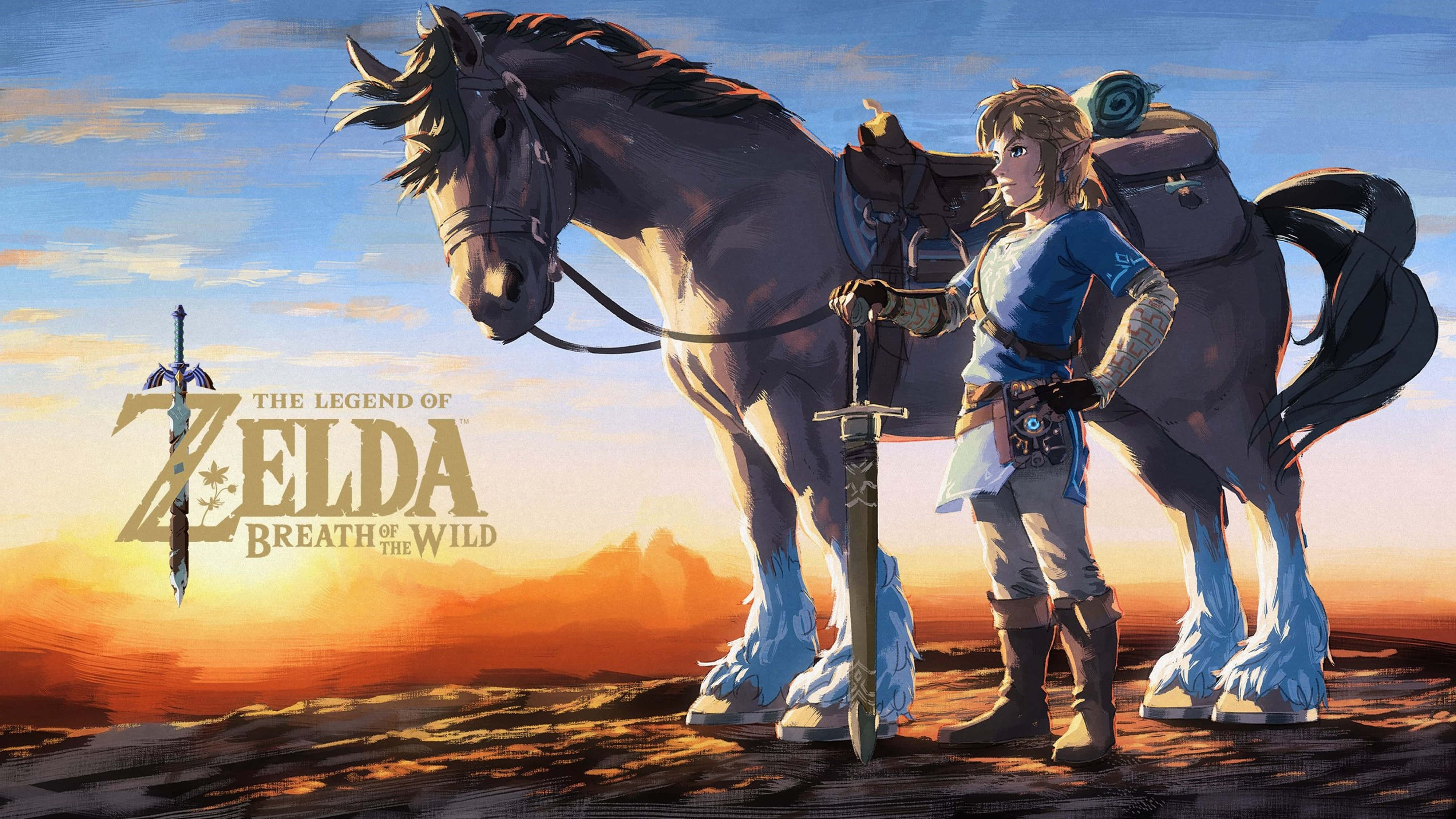 Zelda Breath Of The Wild 4K ลิงค์กับม้า วอลเปเปอร์