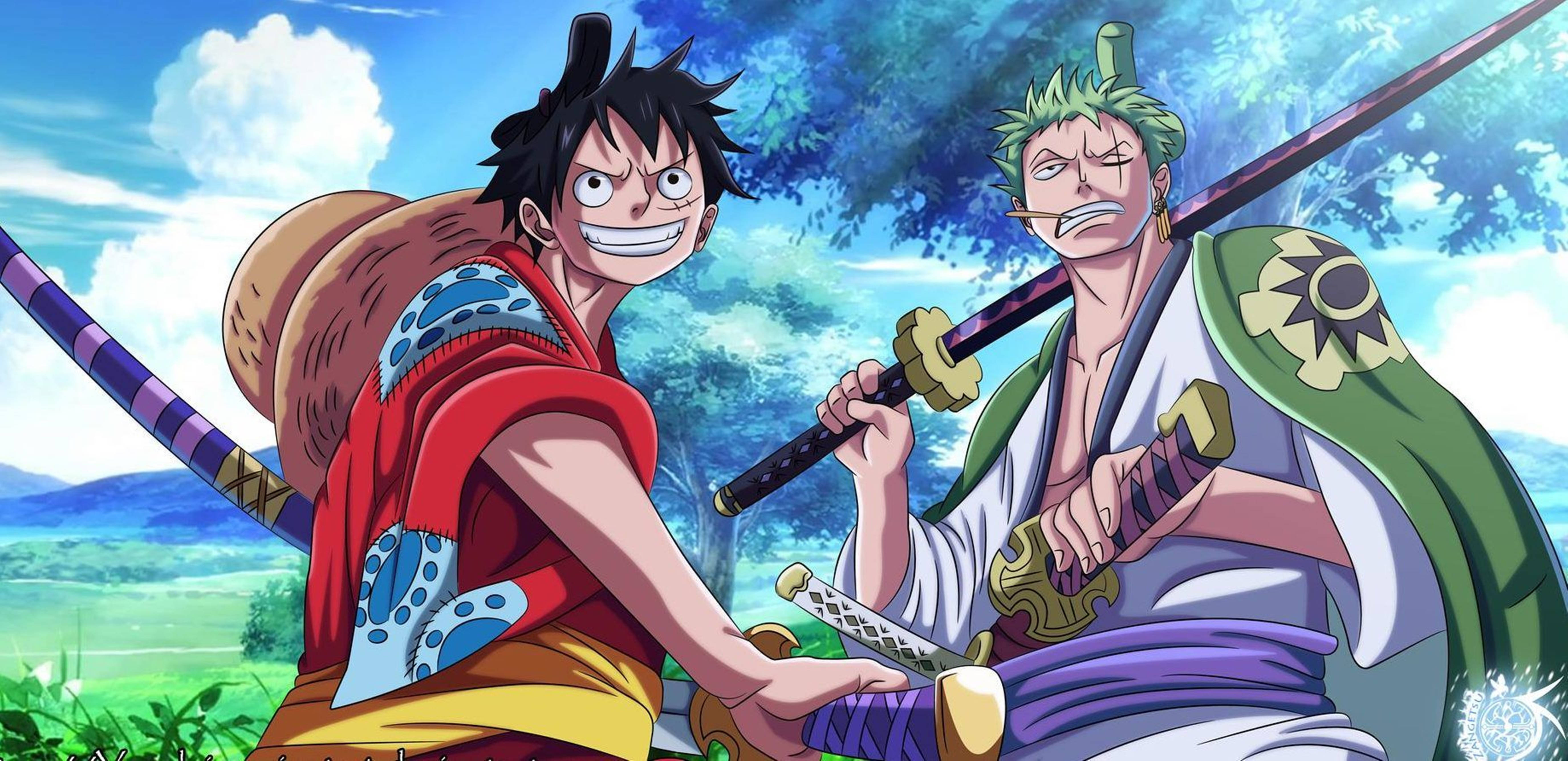 Zoro และ Luffy ชุดวาโนะ One Piece 4K วอลเปเปอร์