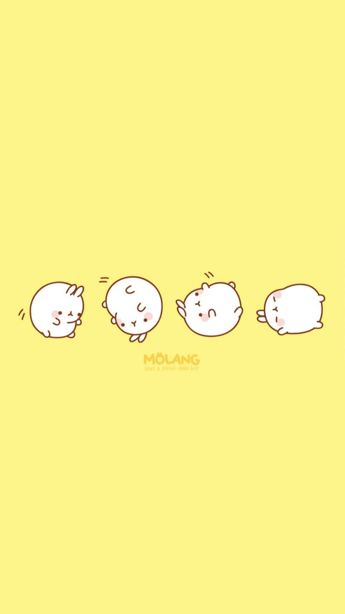 กระต่ายกลมกลิ้งสีเหลืองพาสเทลน่ารัก วอลเปเปอร์