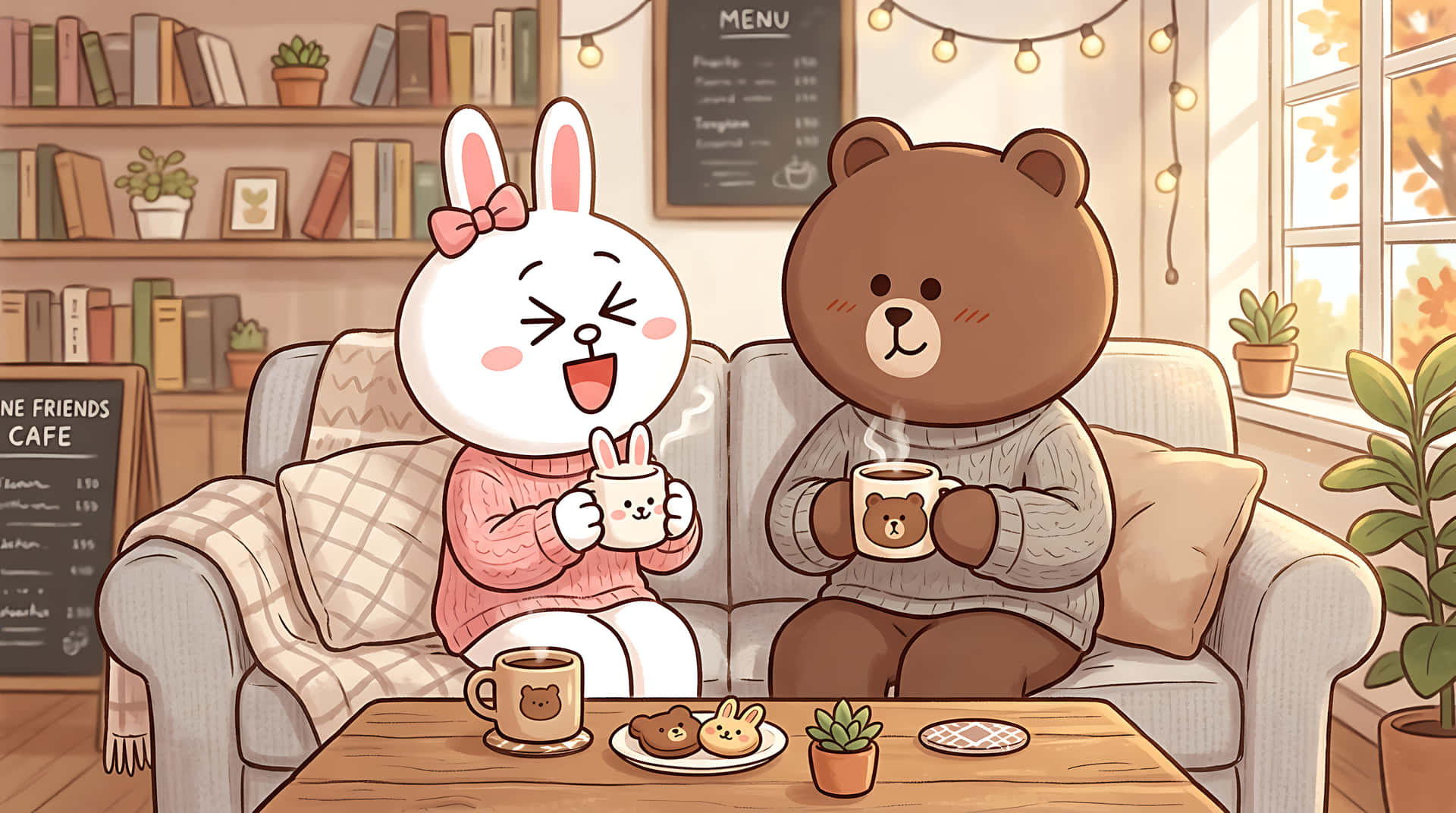กระต่าย,หมี,คาเฟ่,กาแฟ,มิตรภาพ,น่ารัก,คาวาอี้,ภาพประกอบ,การ์ตูน,อบอุ่น,ฮุกกะ,เสื้อกันหนาว,ฤดูใบไม้ร่วง,ฤดูหนาว,ภายใน,ไลฟ์สไตล์,เพื่อน,รัก,คู่รัก