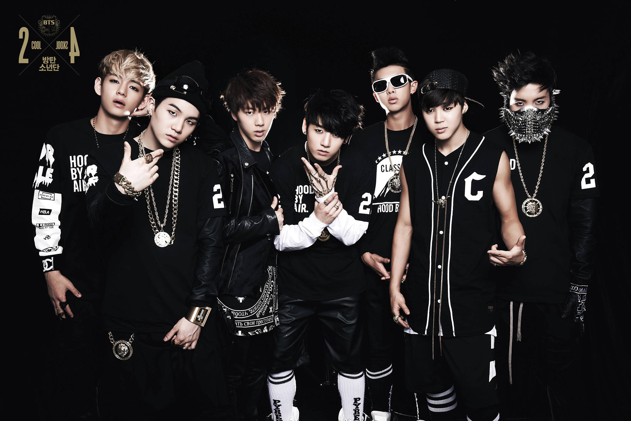 กลุ่ม BTS แนวสตรีทเอสเธติกขาวดำ วอลเปเปอร์