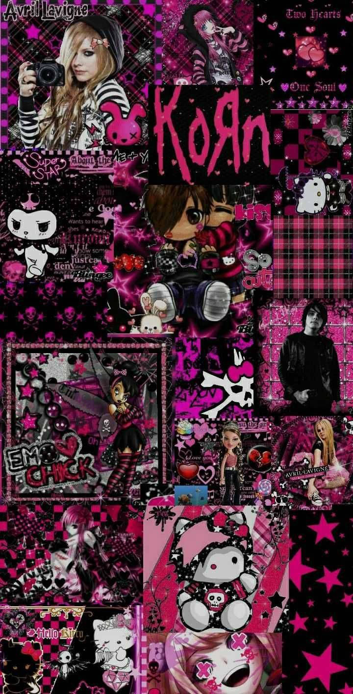 กอธิกสวยงามสีชมพูน่ารักภาพตัดปะดิจิทัล วอลเปเปอร์