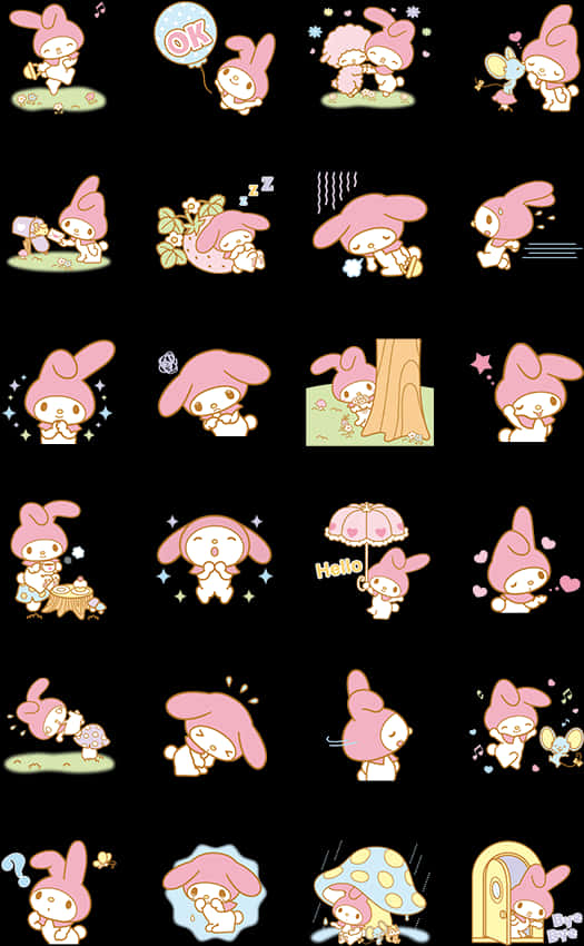 สติกเกอร์ไลน์ My Melody, ดาวน์โหลด PNG ความละเอียดสูง — สีน้ำตาลสวยงาม วอลเปเปอร์