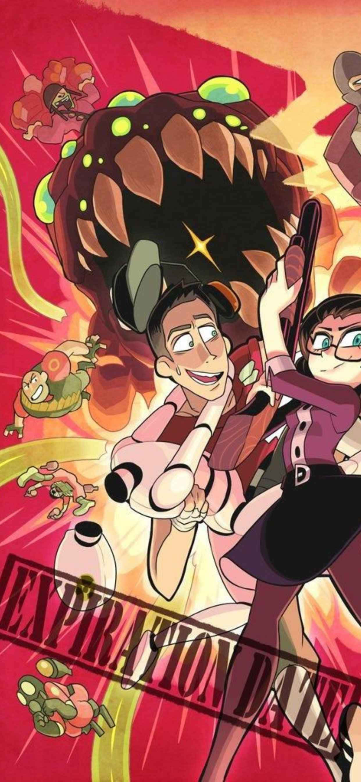 การ์ตูนที่มีตัวละครสองตัวกำลังต่อสู้ วอลเปเปอร์
