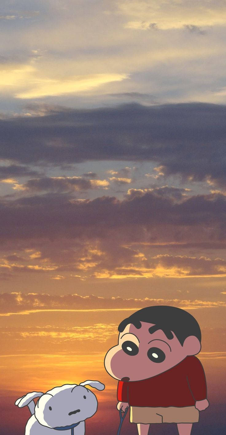การ์ตูนน่ารักสไตล์เกาหลี ชินจังจอมแก่น — น่ารัก สวยงาม GIF วอลเปเปอร์