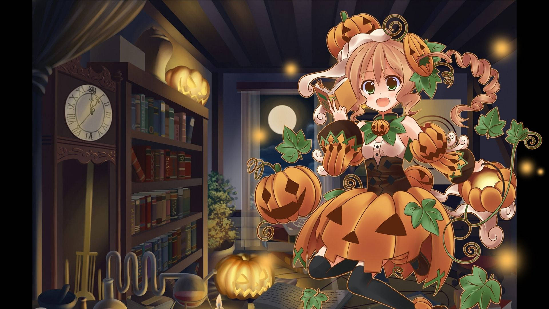 การ์ตูนฮาโลวีนใส่ชุดฟักทอง วอลเปเปอร์