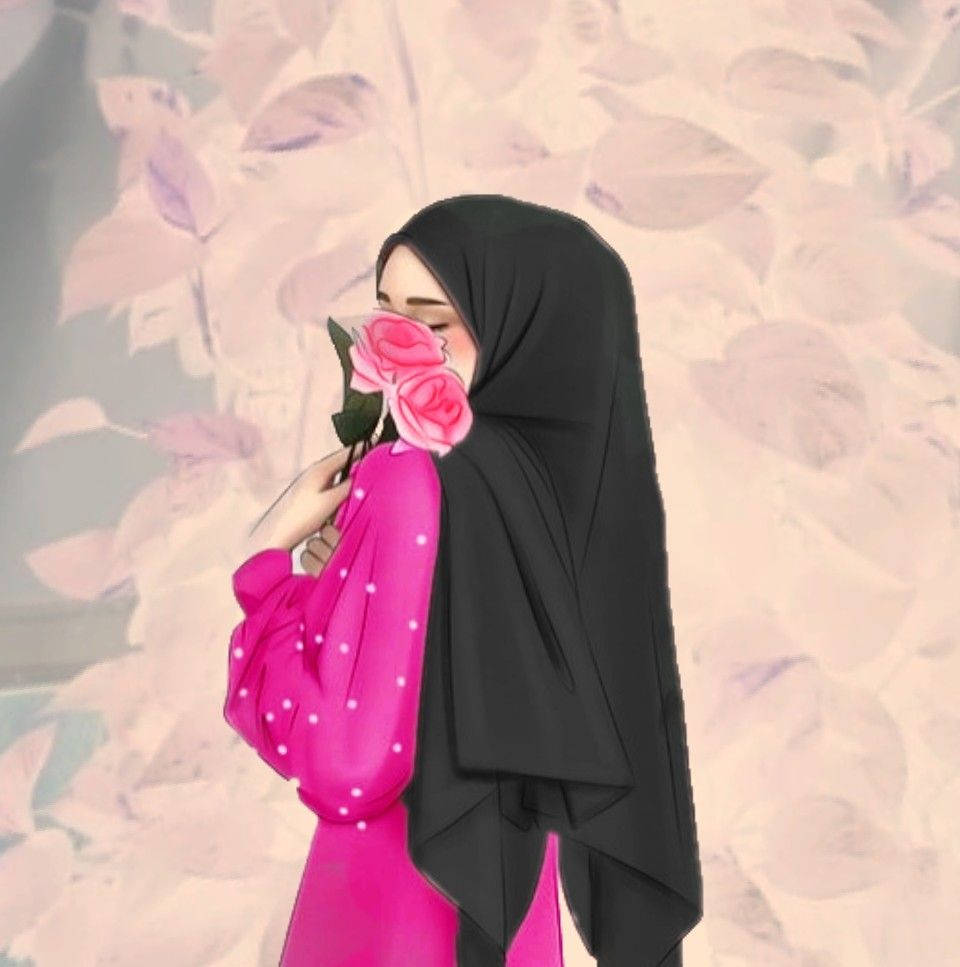 การ์ตูนฮิญาบกุหลาบสีชมพู วอลเปเปอร์