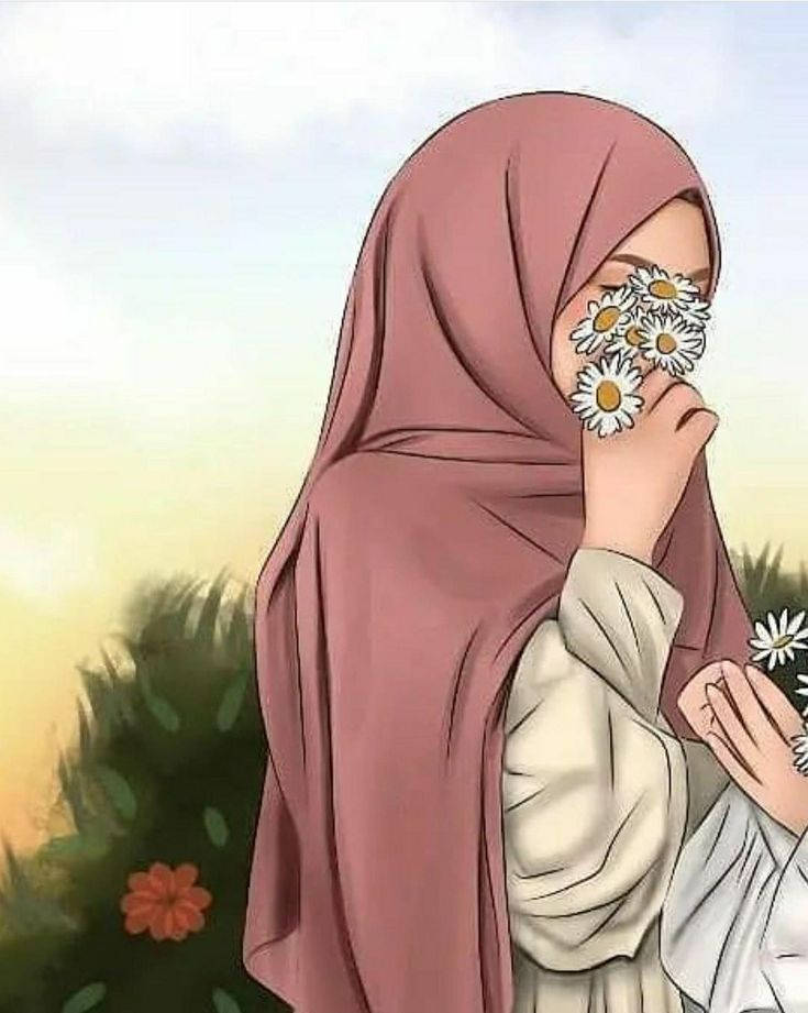 การ์ตูนฮิญาบดอกไม้สีขาว — ดอกไม้ วอลเปเปอร์