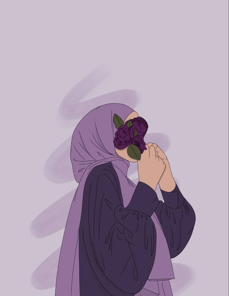 การ์ตูนฮิญาบสีม่วง วอลเปเปอร์