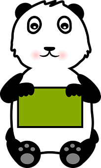 การ์ตูนแพนด้าถือป้าย วอลเปเปอร์
