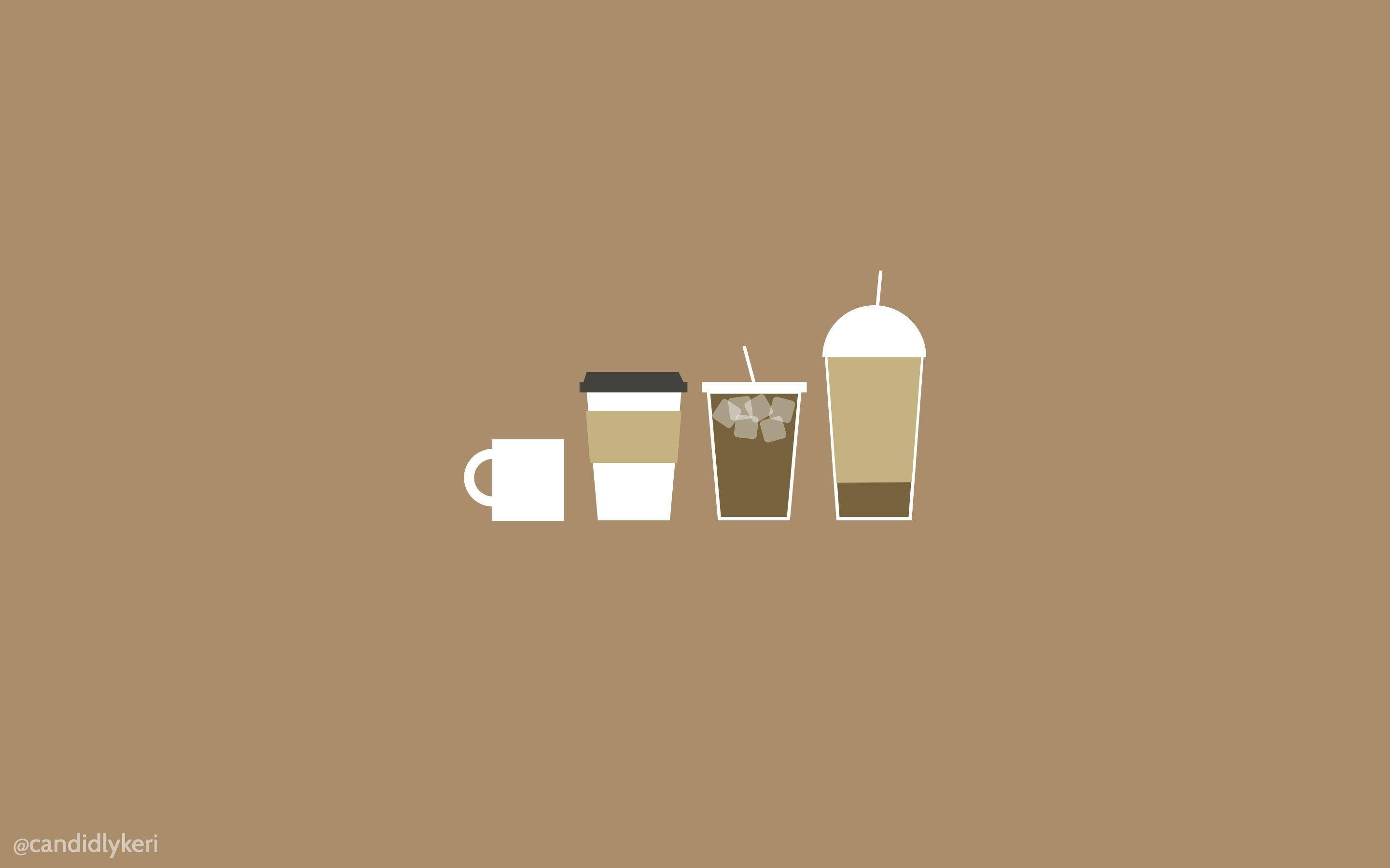 กาแฟลาเต้สไตล์สวยงามสีเบจสำหรับแล็ปท็อป วอลเปเปอร์