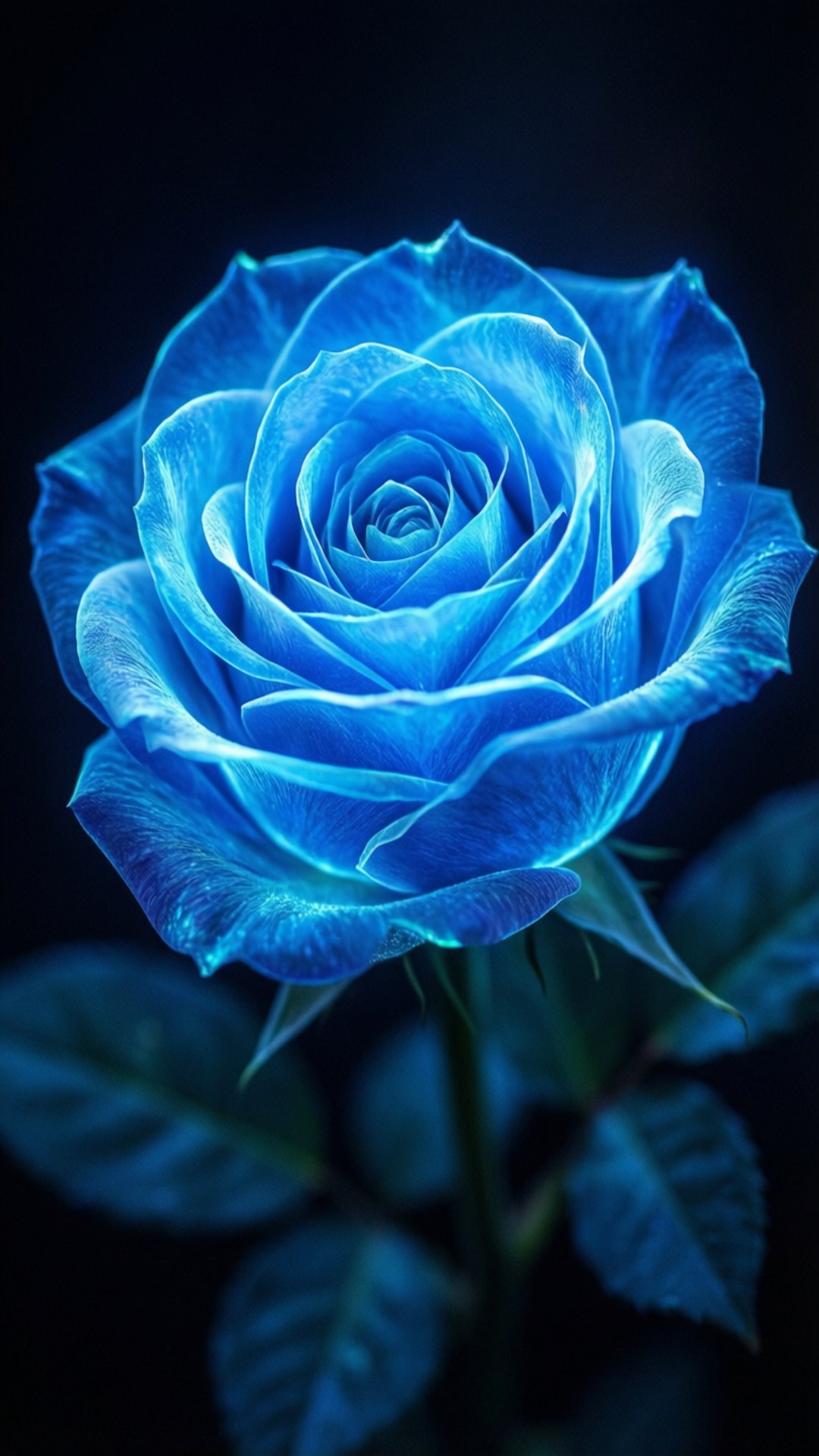 กุหลาบสีน้ำเงินนีออนเรืองแสง วอลเปเปอร์