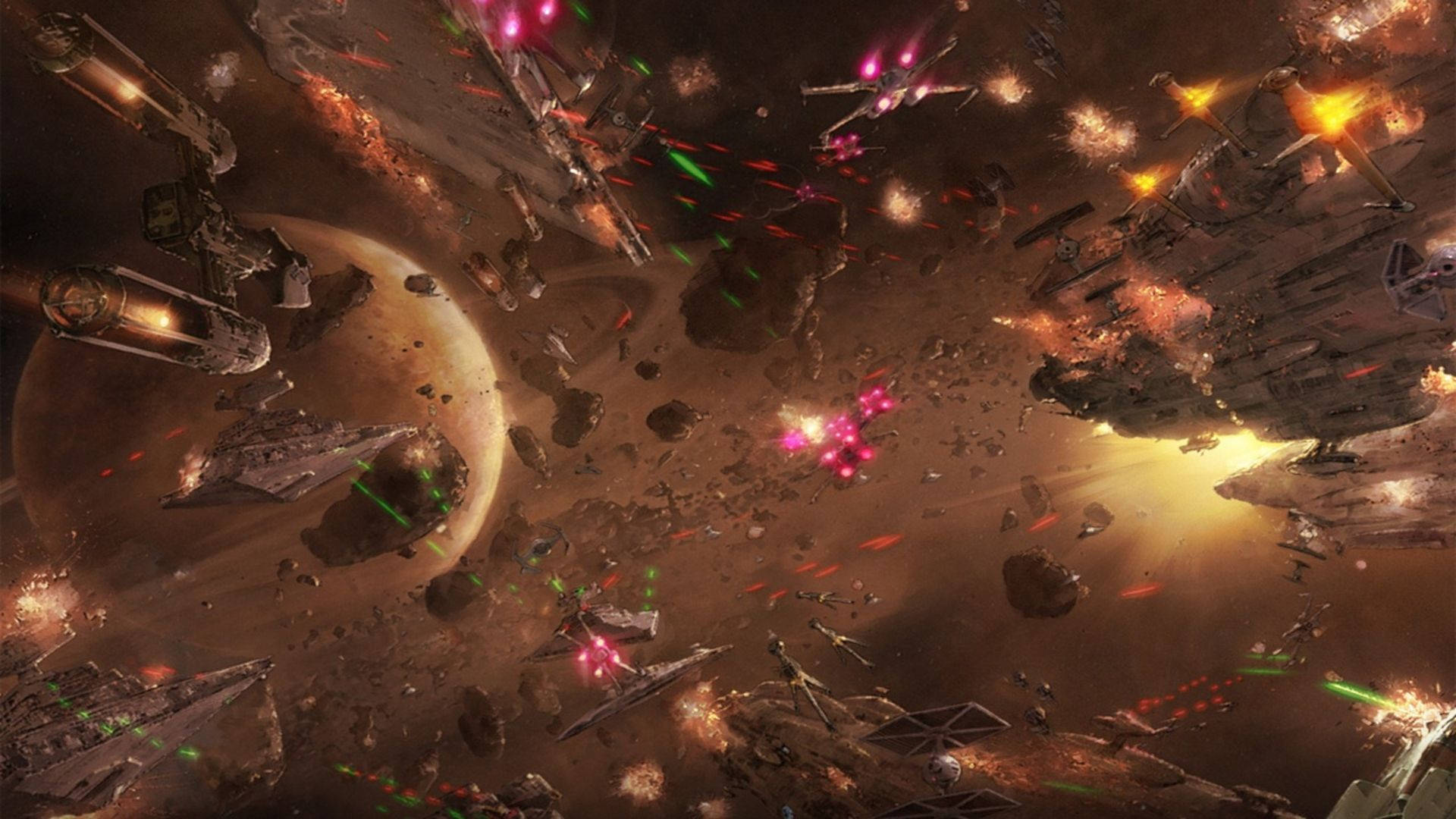 วอลเปเปอร์สตาร์ วอร์สของการต่อสู้ยานอวกาศในอวกาศ外层空间 ดาวเคราะห์ดวงอื่น — สตาร์วอร์ส วอลเปเปอร์