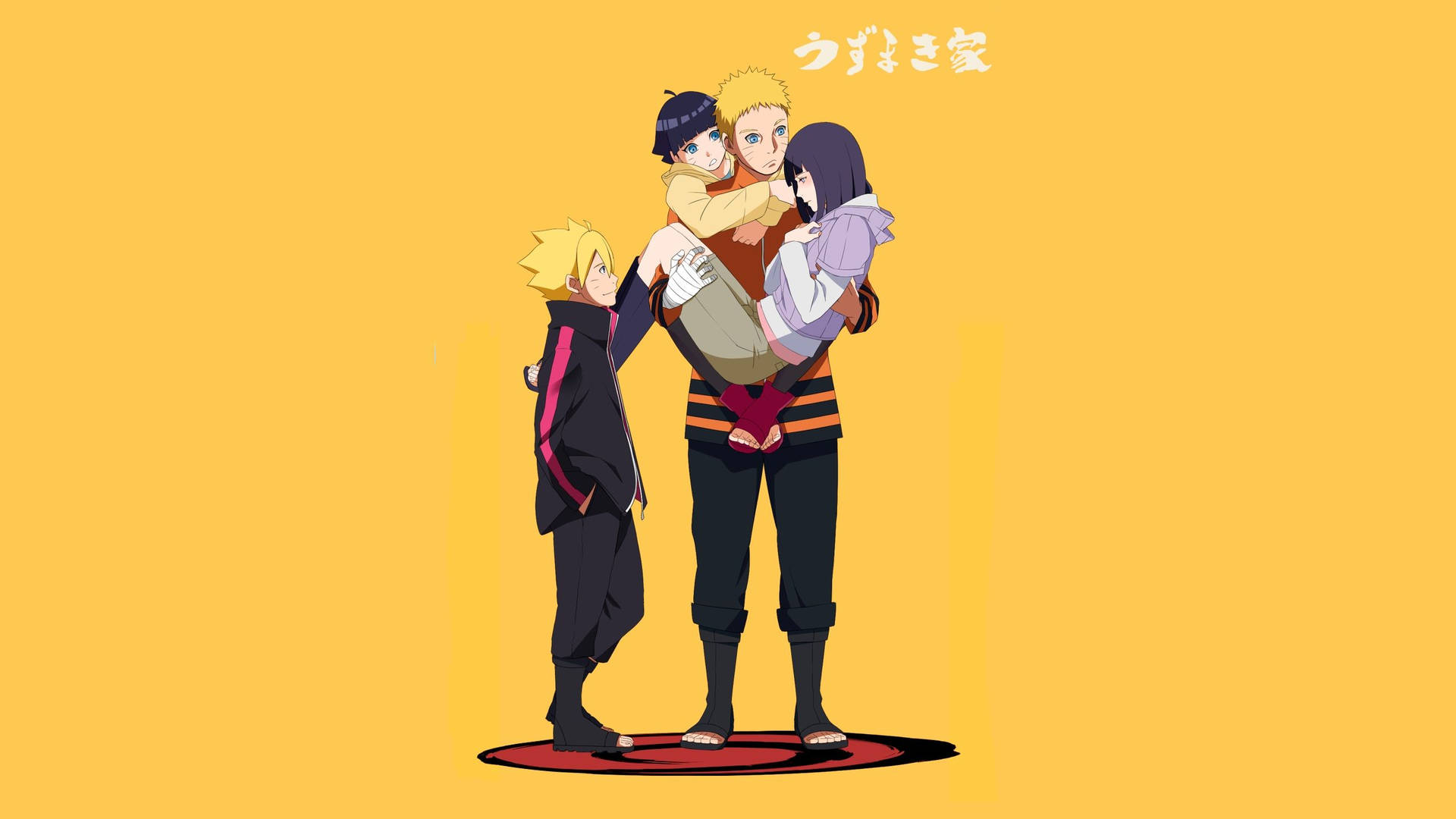 นารูโตะผู้ใหญ่กำลังอุ้มฮินาตะพร้อมกับลูกๆ ของพวกเขา — อนิเมะ วอลเปเปอร์