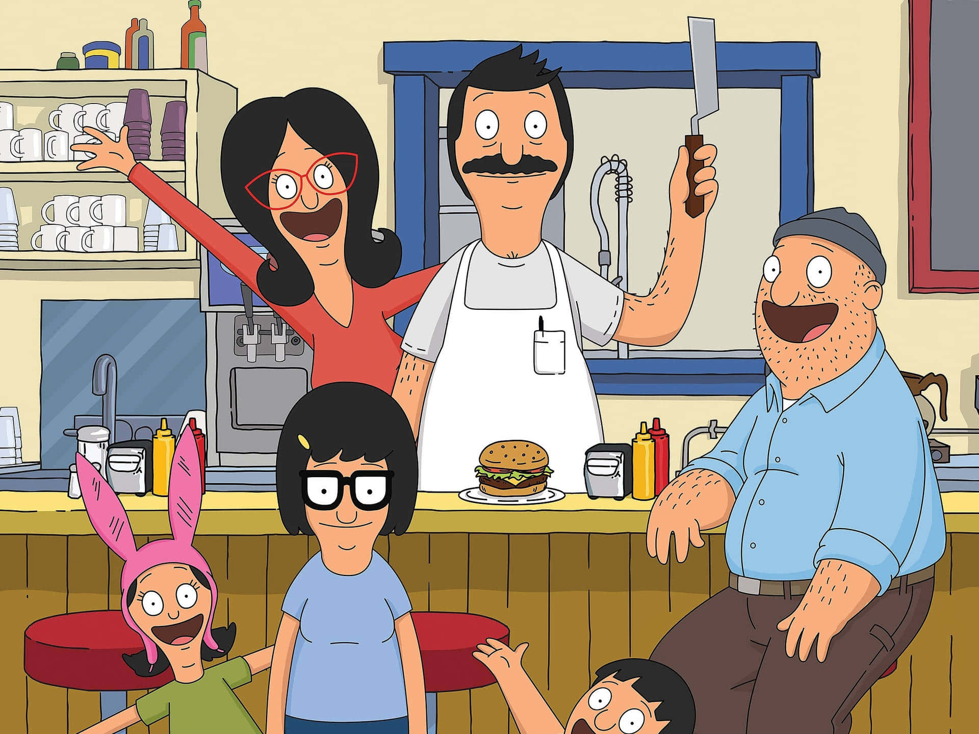 ครอบครัวเบลเชอร์กับเท็ดดี้ พื้นหลัง Bob's Burgers วอลเปเปอร์