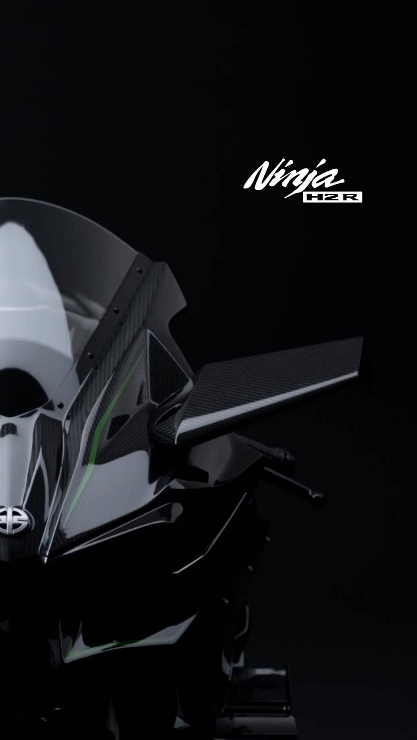 ครึ่งหนึ่งของ Kawasaki Ninja H2r บนพื้นดำ วอลเปเปอร์