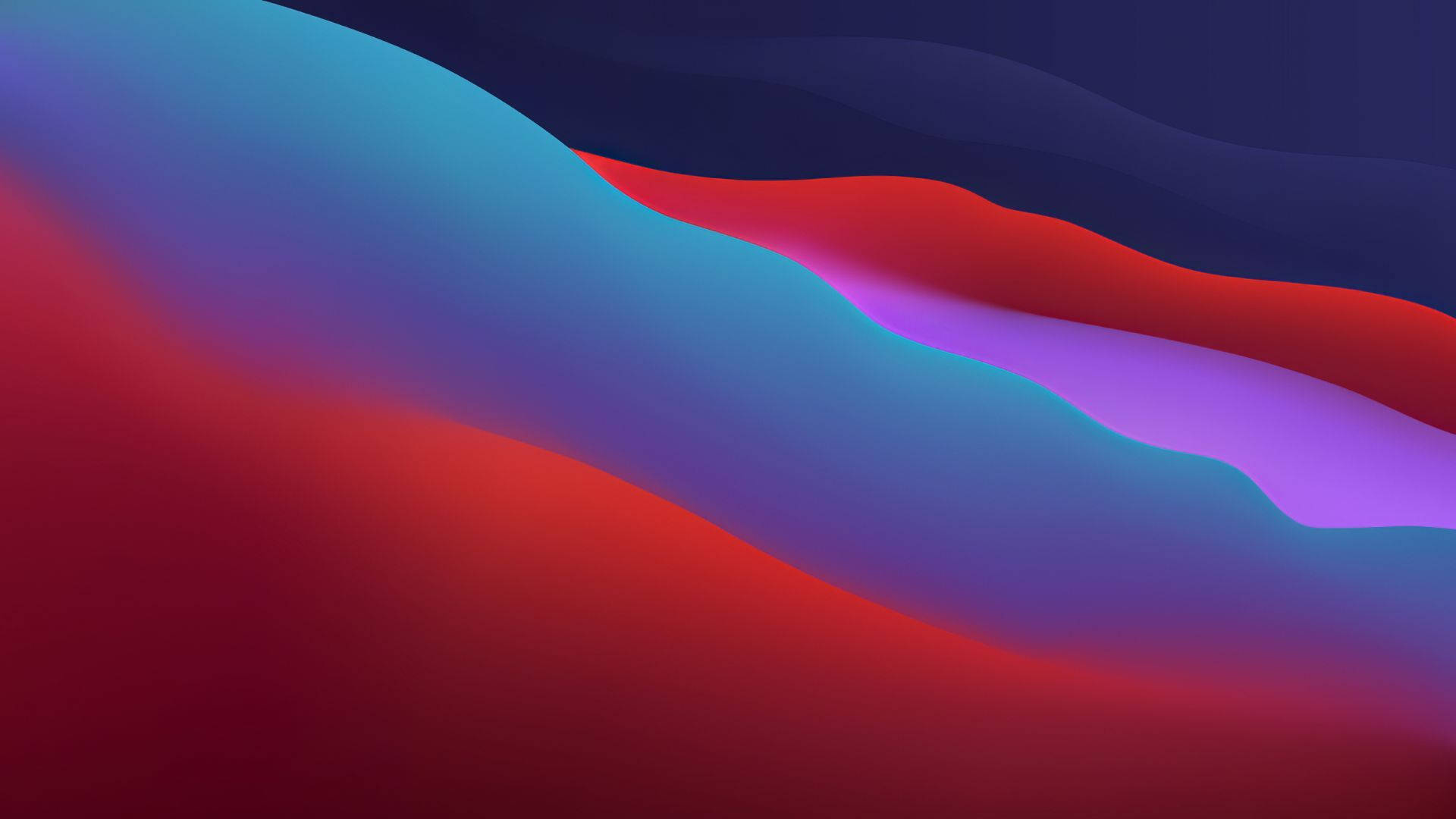 คลื่นสีแดงและสีฟ้าของ macOS Big Sur วอลเปเปอร์