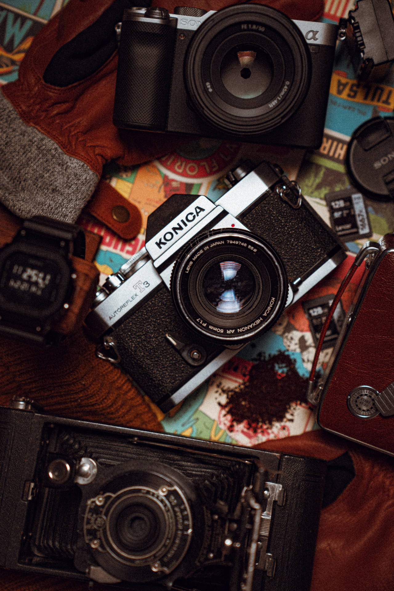 ความสวยงามของการจัดวางกล้อง DSLR — สีน้ำตาลสวยงาม วอลเปเปอร์