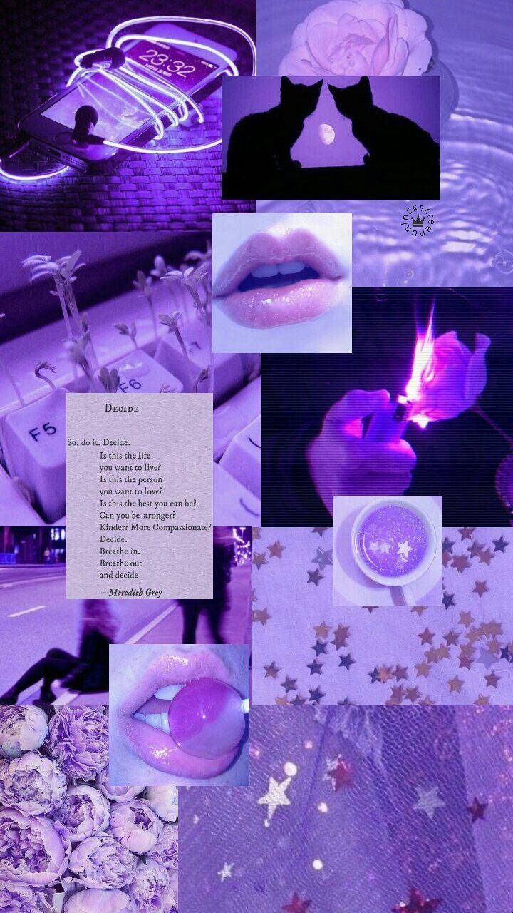 คอลลาจ Tumblr สีม่วงพาสเทลและนีออน วอลเปเปอร์