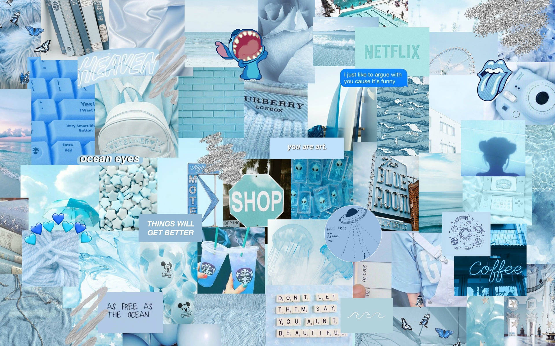 คอลลาจสกายบลูเอสเธติกพีซี — สุนทรียภาพศิลปะ GIF วอลเปเปอร์