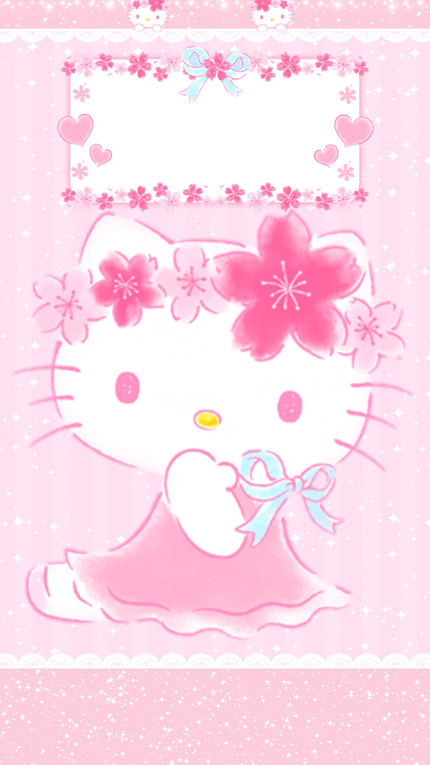 คิตตี้คาวาอี้กับพื้นหลังสีชมพูน่ารัก วอลเปเปอร์
