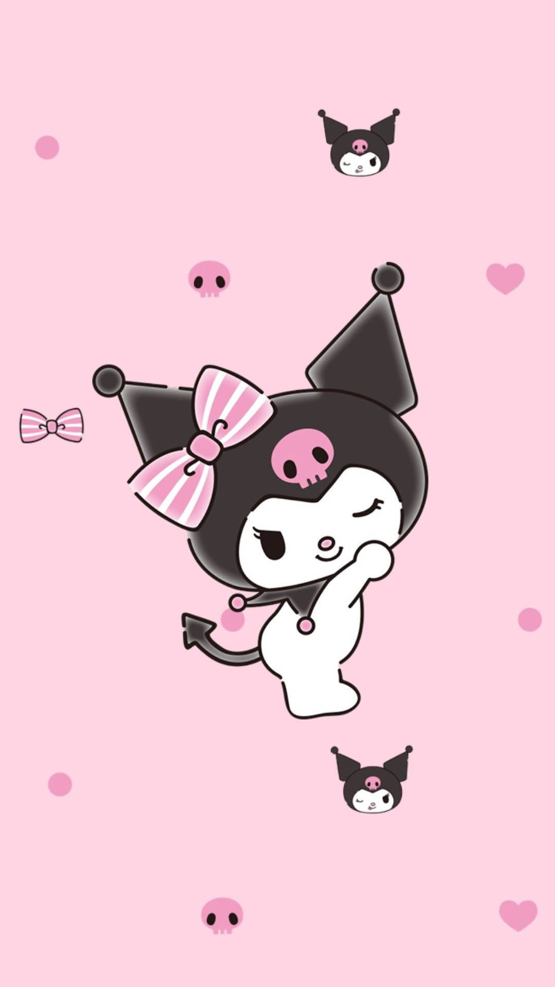 My Melody Kuromi บนพื้นหลังสีชมพู — 산리오 GIF วอลเปเปอร์