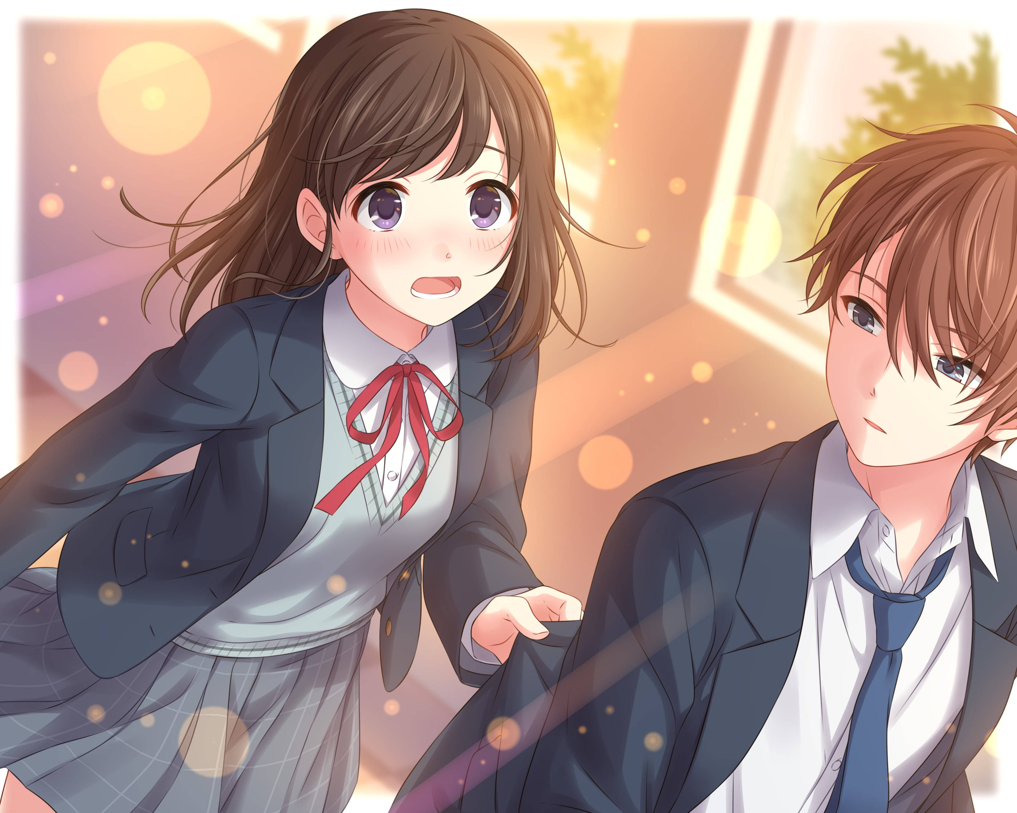 คู่รักอนิเมะสไตล์มินิมอลฉบับมัธยม วอลเปเปอร์