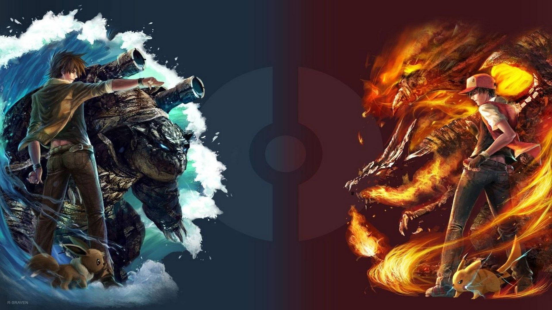 คู่แข่งโปเกมอนเผชิญหน้ากันในวอลเปเปอร์ — โปเกมอน วอลเปเปอร์