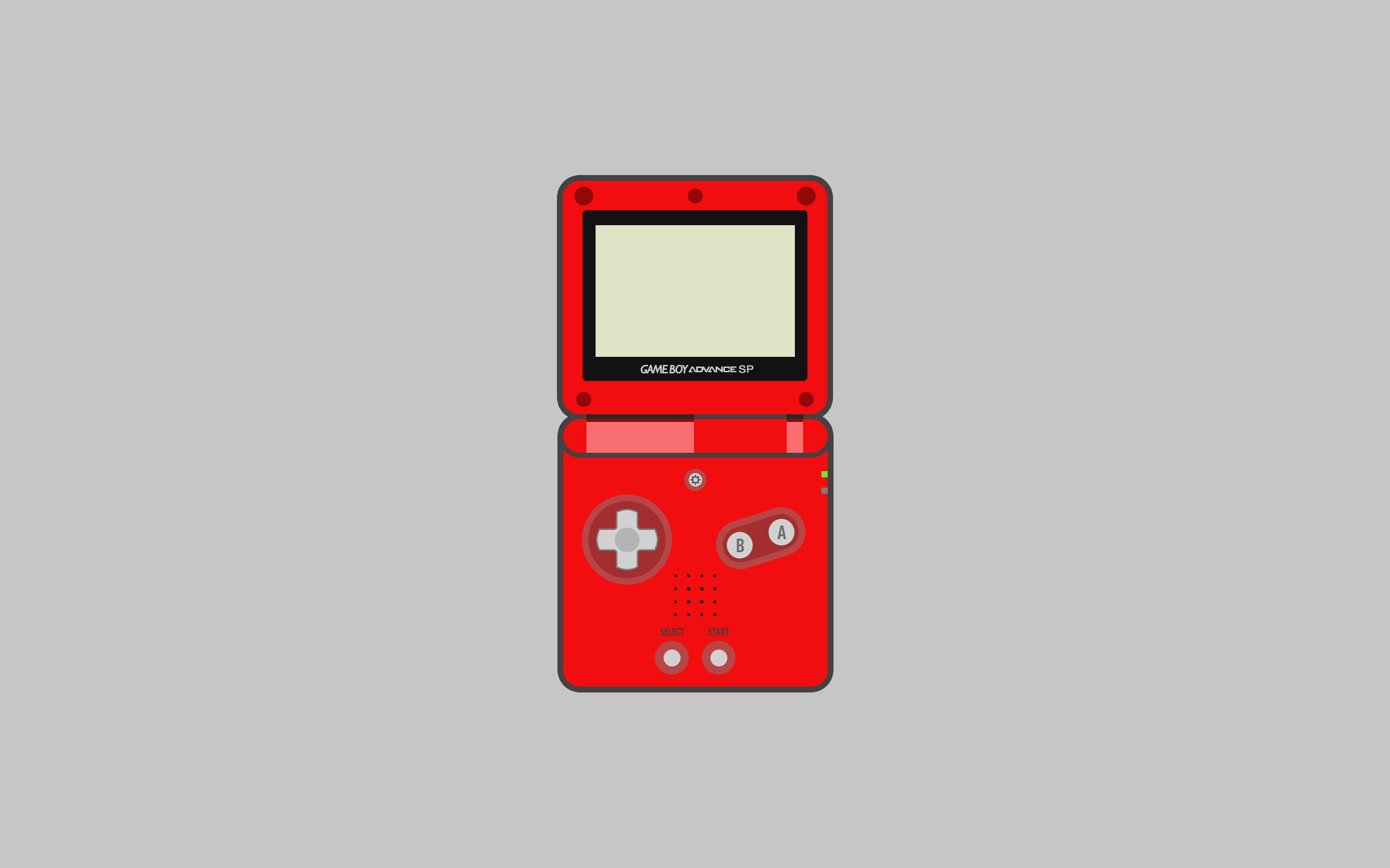 งานศิลปะเรียบง่ายของเครื่องเกม Game Boy Advance SP สีแดง วอลเปเปอร์