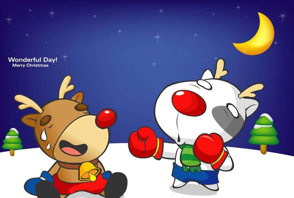 ฉากคริสต์มาสสุดฮาของซานตากับกวางเรนเดียร์ วอลเปเปอร์