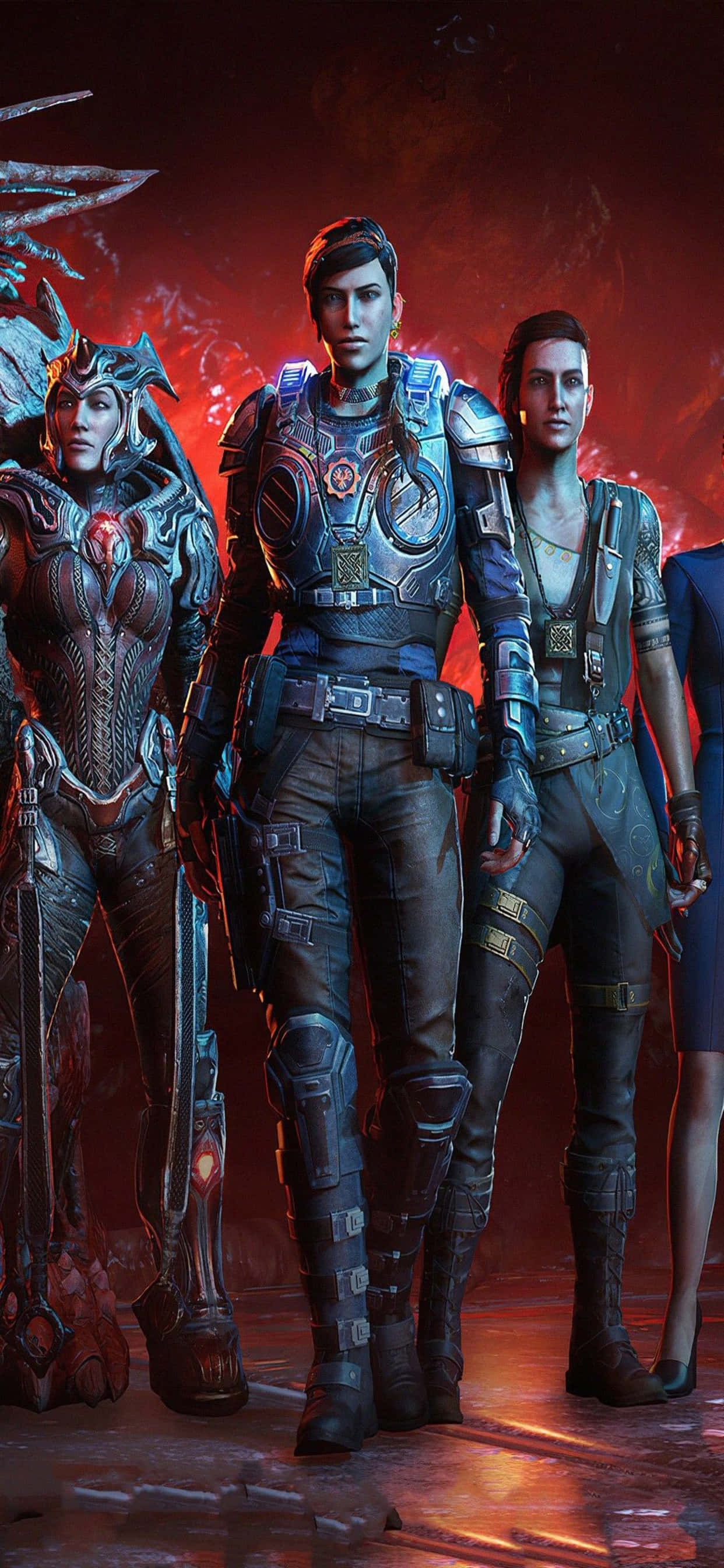 ฉากต่อสู้สุดยิ่งยงบน iPhone Xs Max พร้อมพื้นหลัง Gears of War 5 วอลเปเปอร์